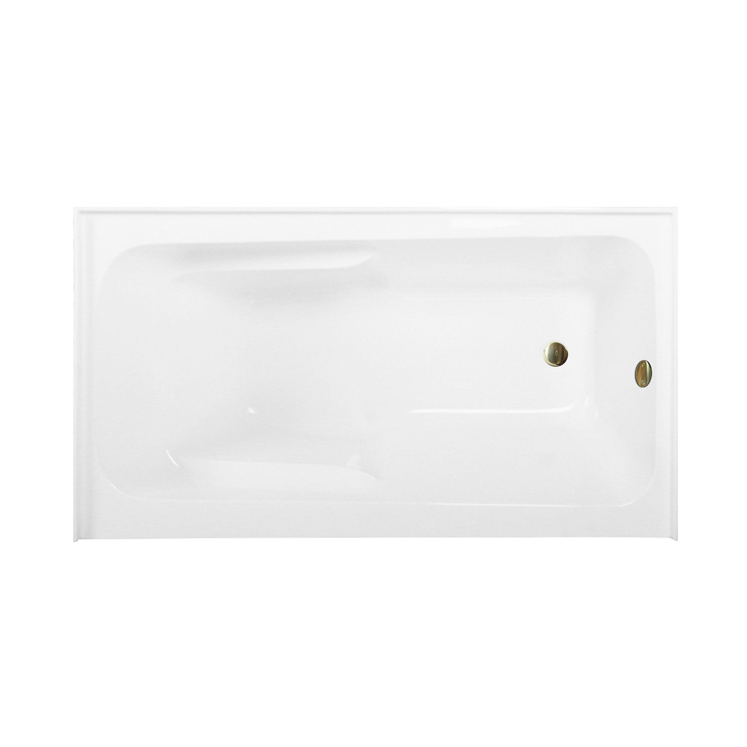 Aqua Eden 54 Inch Acrylic Rectangular 3 Wall Alcove Bathtub with Armrests - Right Hand Drain, Glossy White & Brushed Brass Finish | Freestanding Soaking Tub for Modern Bathroom, Spa Relaxation & Luxury Home Decor