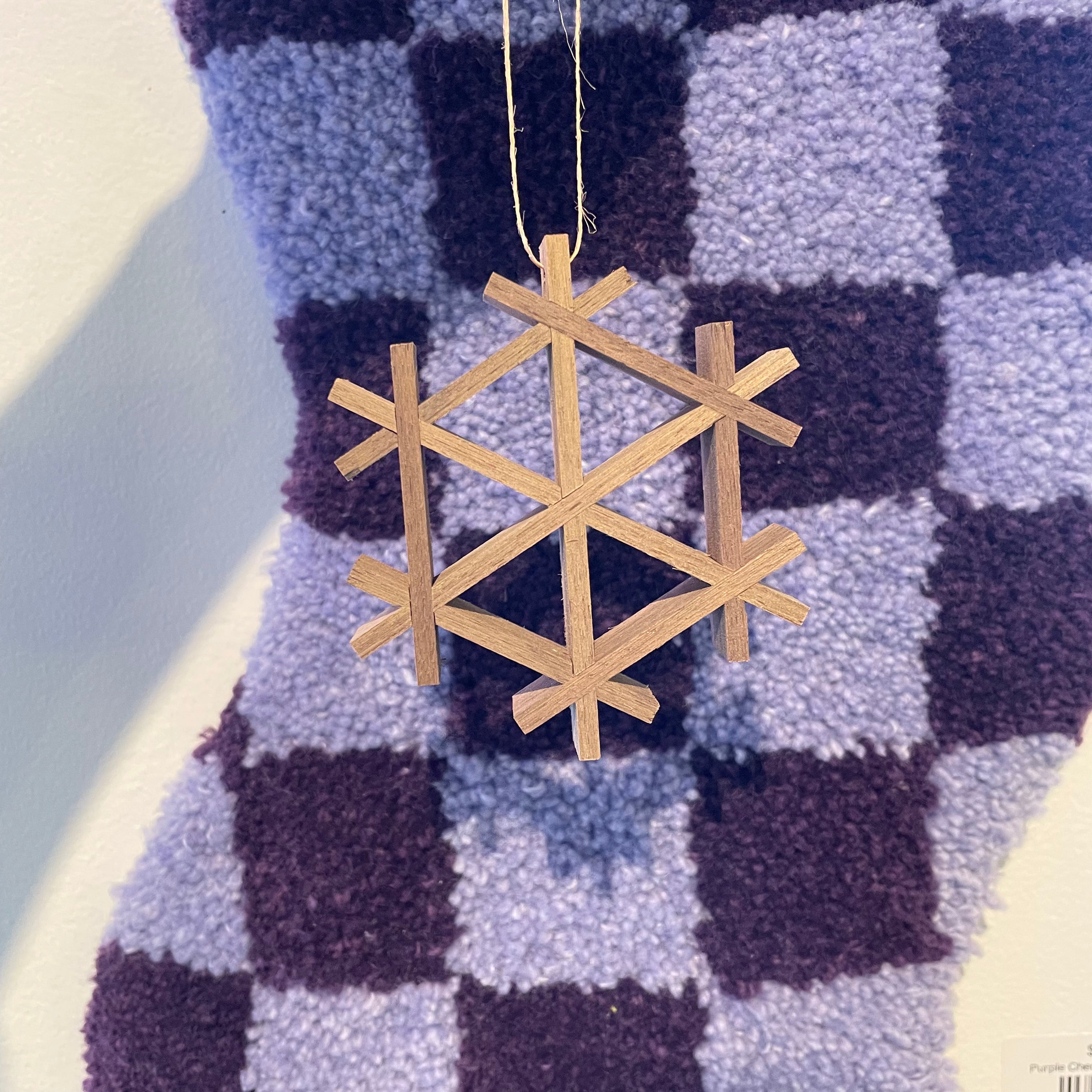 Handmade Wooden Snowflake Kumiko Ornament - Japanese Woodworking Art - Christmas Tree Decoration & Home Décor Gift