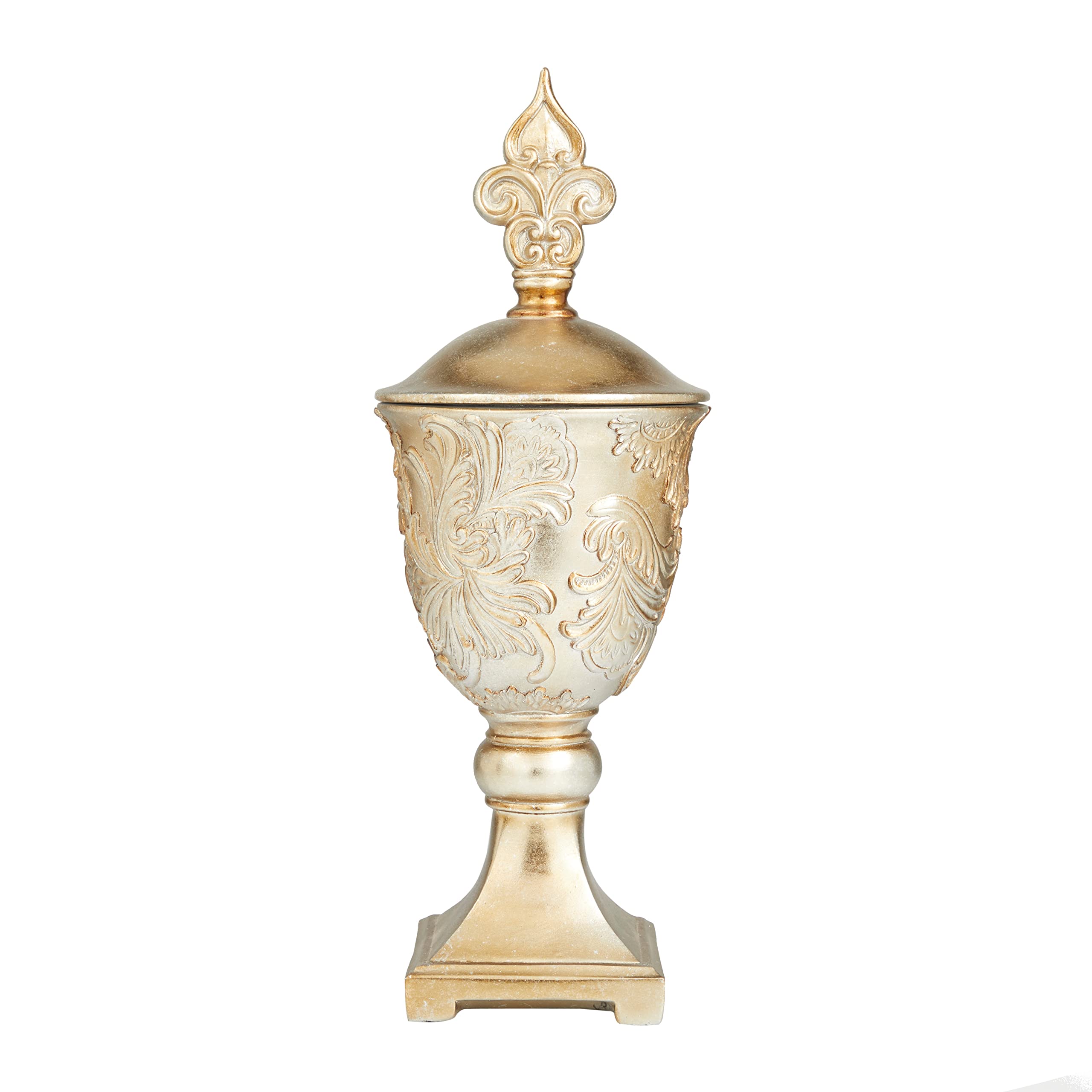 Deco 79 Polystone Solid Decorative Jars - Set of 2 Gold Vases for Home Decor, 7