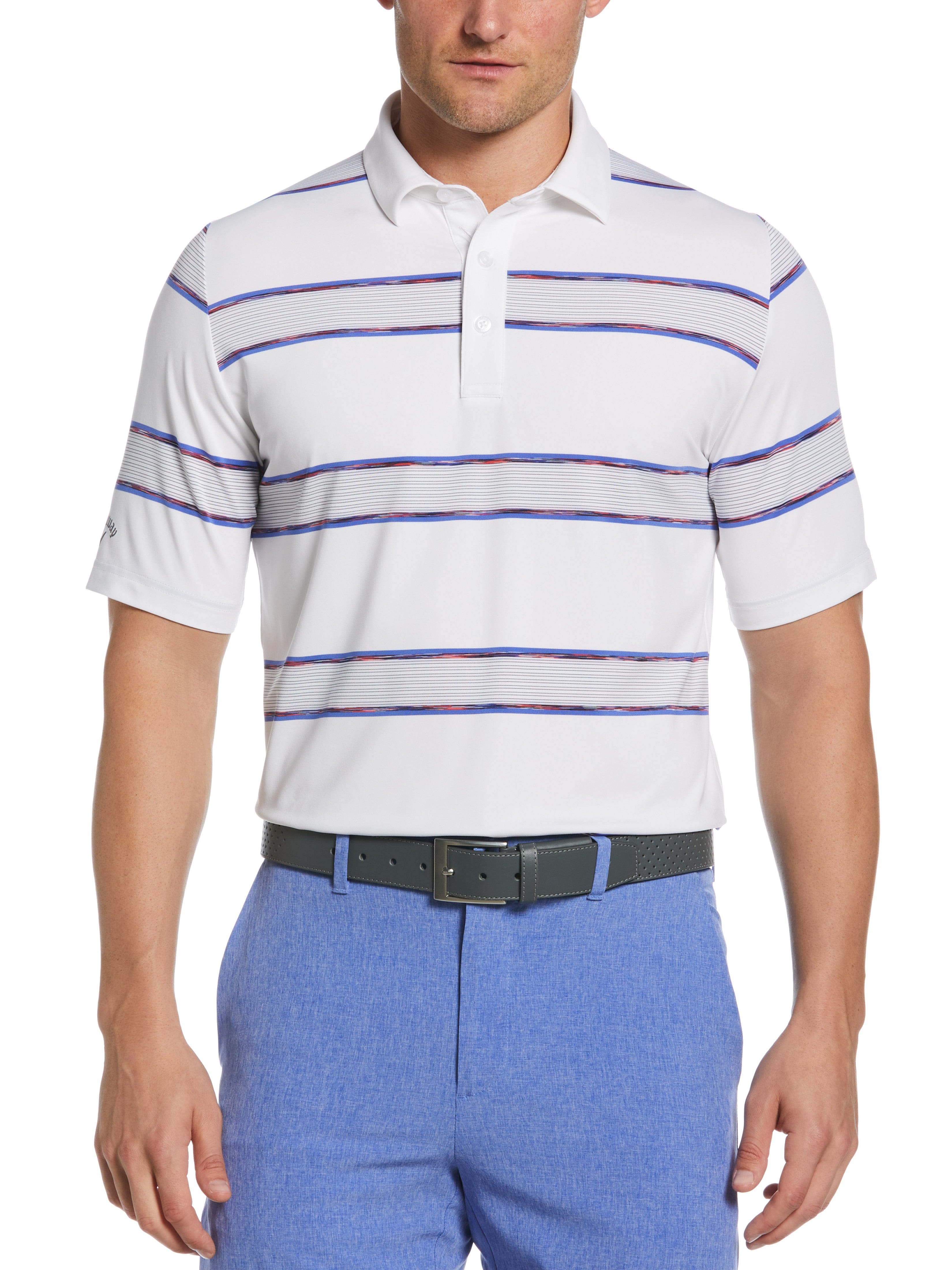 Men's Yarn-Dyed Space Dye Striped Golf Polo Shirt - Breathable & Stylish for Golf, Casual Wear & Outdoor Activities