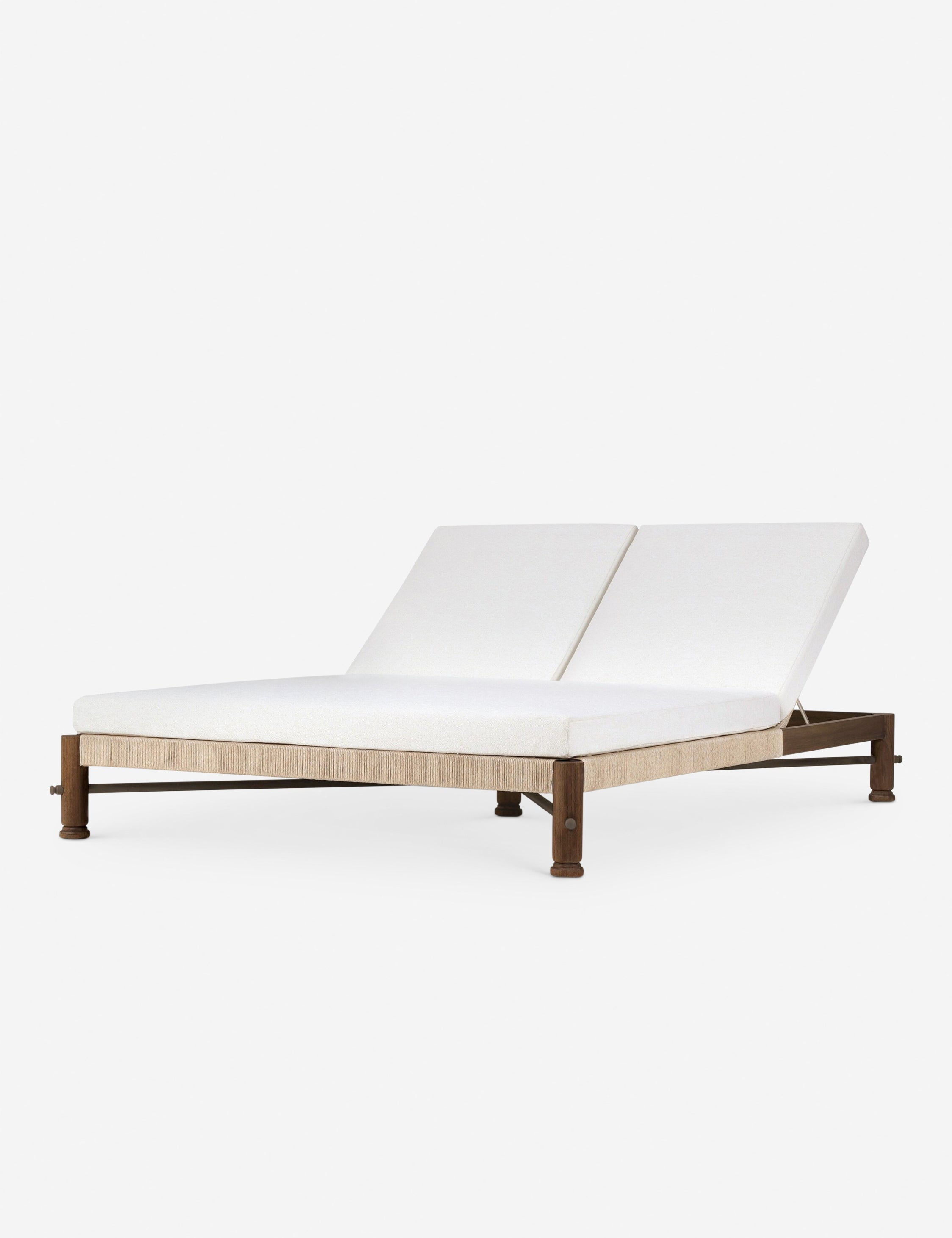 Finnegan Indoor Outdoor Double Chaise Lounge - Amber Lewis x Four Hands Collaboration - Perfect for Patio, Poolside & Living Room Relaxation