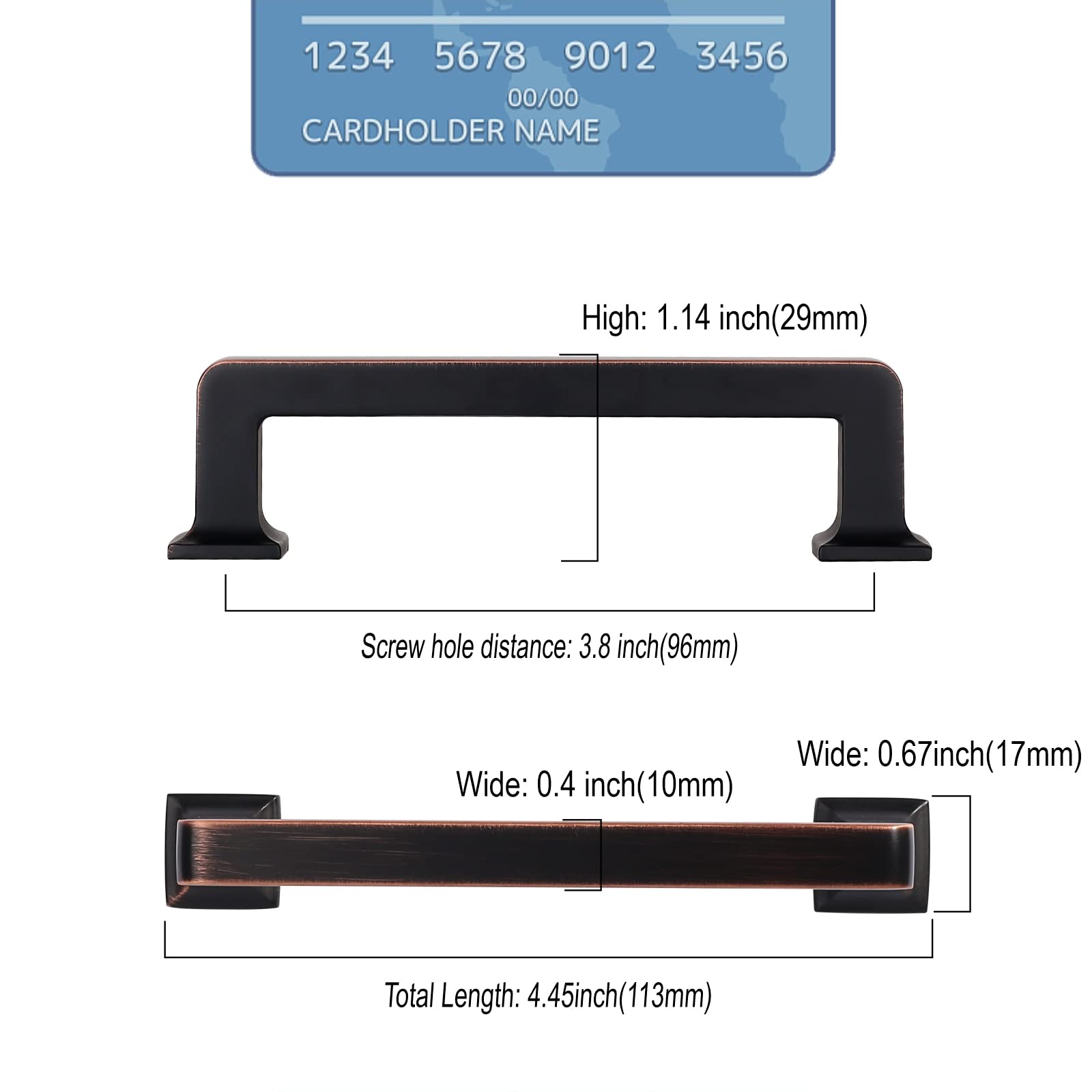 10 Pack Oil Rubbed Bronze Cabinet Handles - 3.75 Inch Kitchen Cabinet Pulls & Cupboard Hardware - Perfect for Modern Kitchens, Bathrooms & Furniture Upgrades