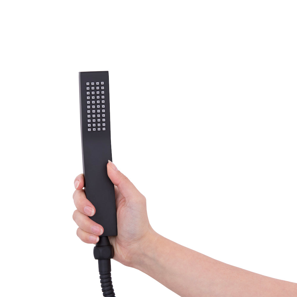 ZLINE Crystal Bay Thermostatic Shower System in Matte Black - Luxury Rainfall Shower Head with Handheld Sprayer, Temperature Control Valve (CBY SHS T2 MB) - Perfect for Modern Bathroom Renovations & Spa-Like Experience