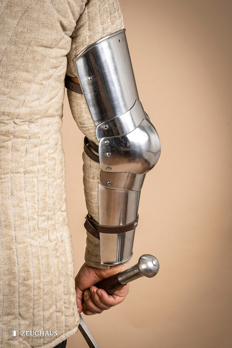 14th Century Medieval Arm Armor - 1.6mm Polished Steel Gauntlet for LARP, Cosplay & Historical Reenactment