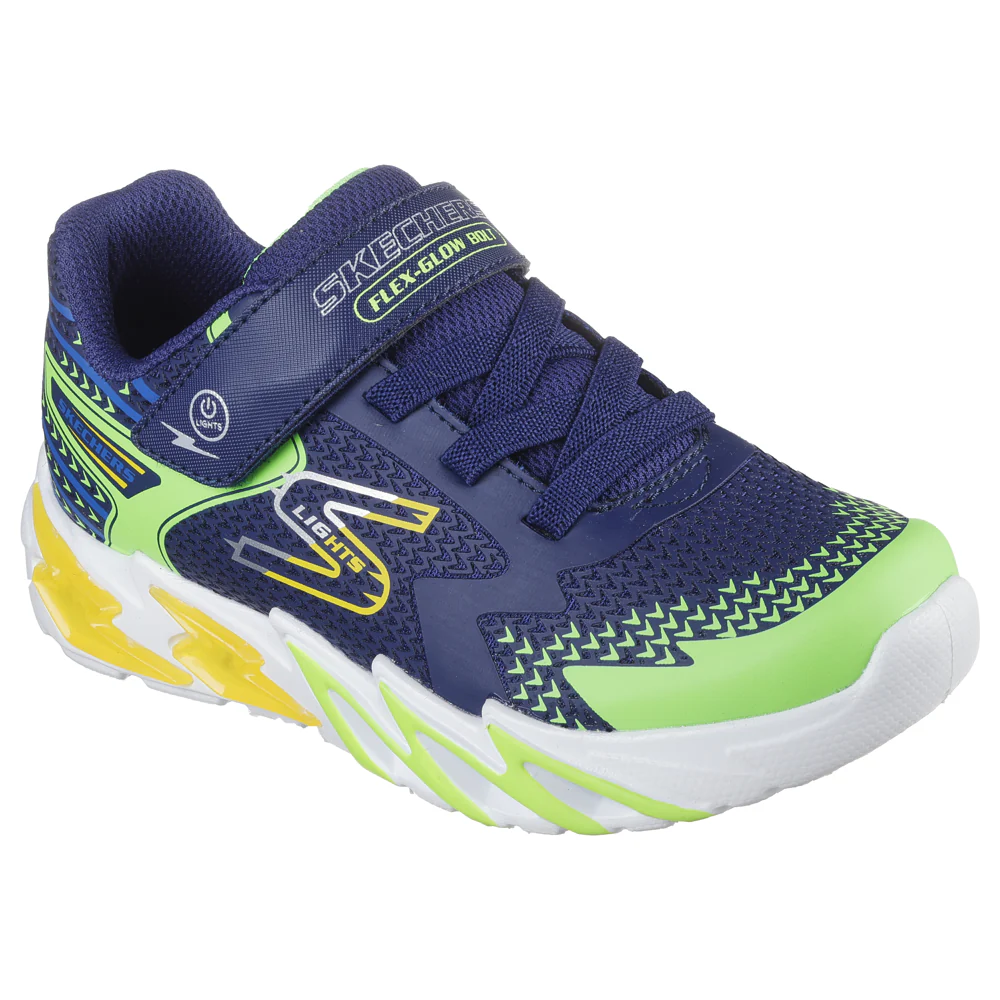 Skechers Navy Multi S Lights Flex Glow Bolt Toddler Sneakers - Comfortable Kids Shoes for Running, Walking & Playtime - Perfect for Toddlers' Daily Activities & Outdoor Adventures