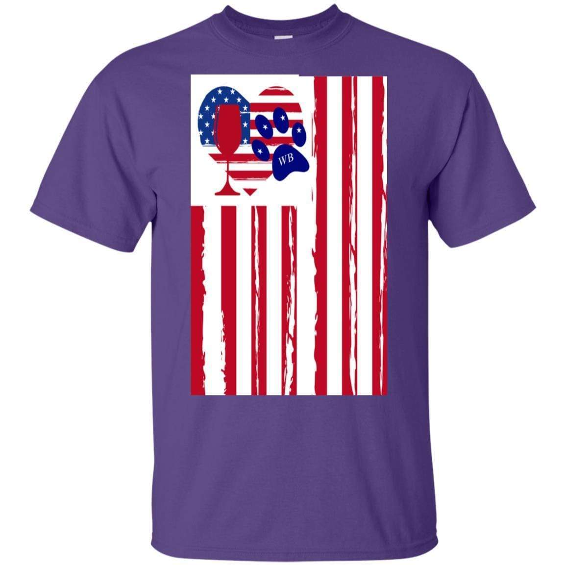 American Flag Wine Paw Heart Ultra Soft Cotton T-Shirt | Patriotic & Fun Graphic Tee for Women | Perfect for Casual Wear, Parties & Wine Lovers