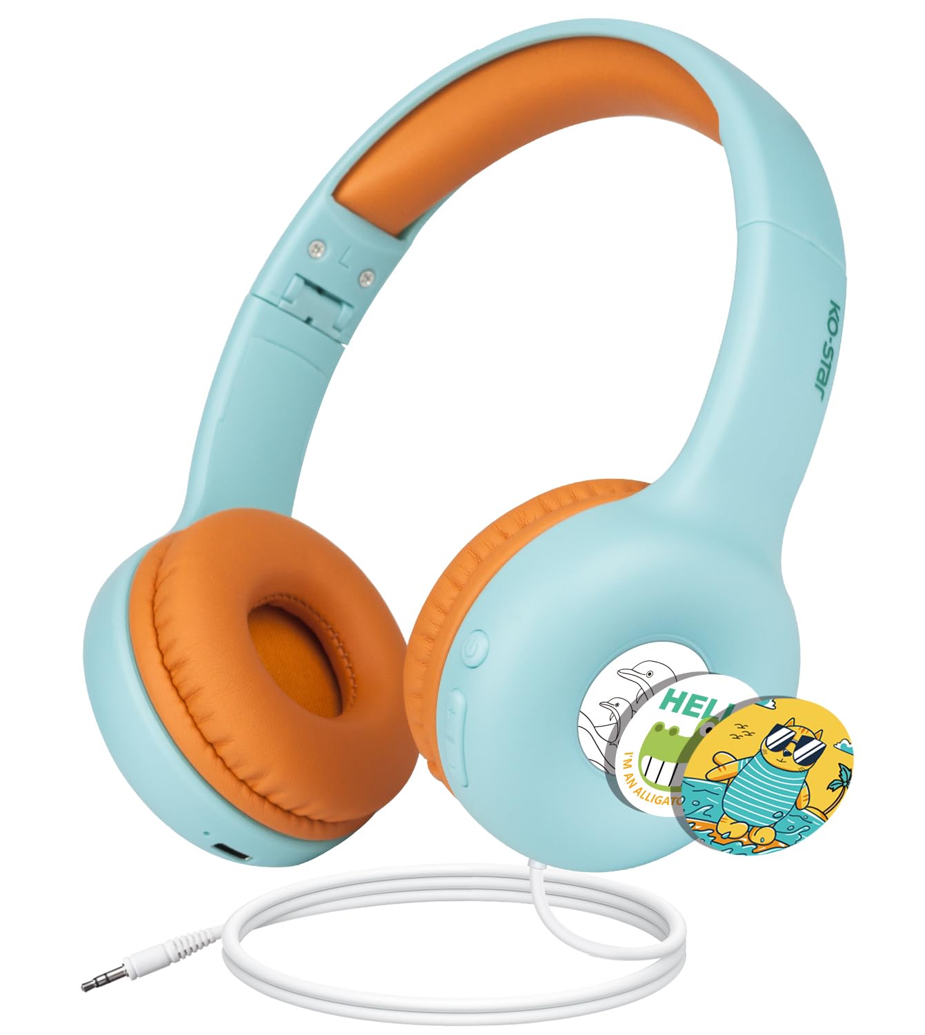 Wireless Bluetooth Kids Headphones with Microphone - 85dB Safe Volume, Foldable Noise Canceling Headphones for Toddlers & Children - Compatible with iPad, Kindle, Tablet, PC & School Use (Green) - Perfect for Online Learning, Travel & Entertainment