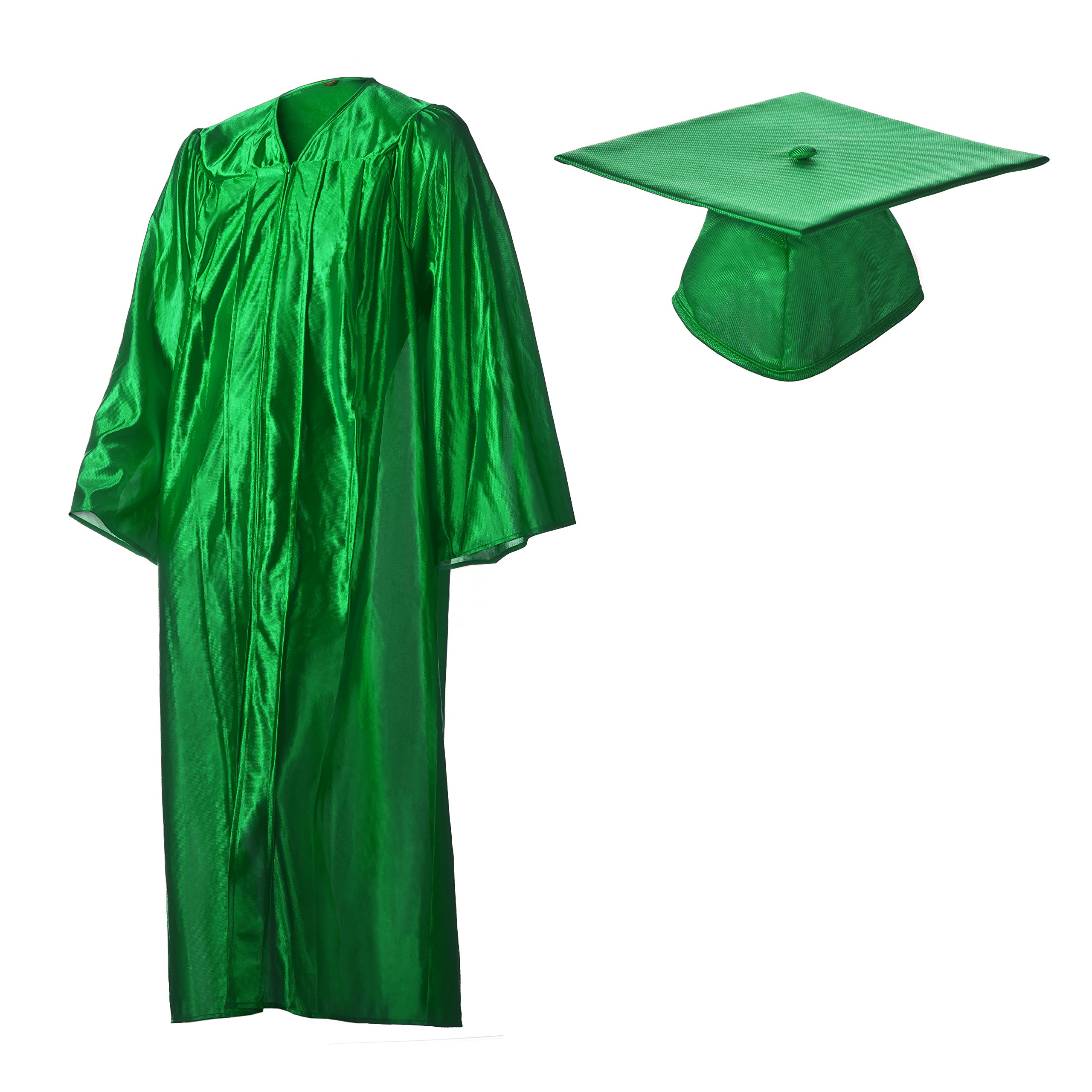 Shiny Emerald Green Graduation Cap and Gown Set - High School & College Commencement Outfit (XS-XXL) for Graduation Ceremonies, Photos & Parties