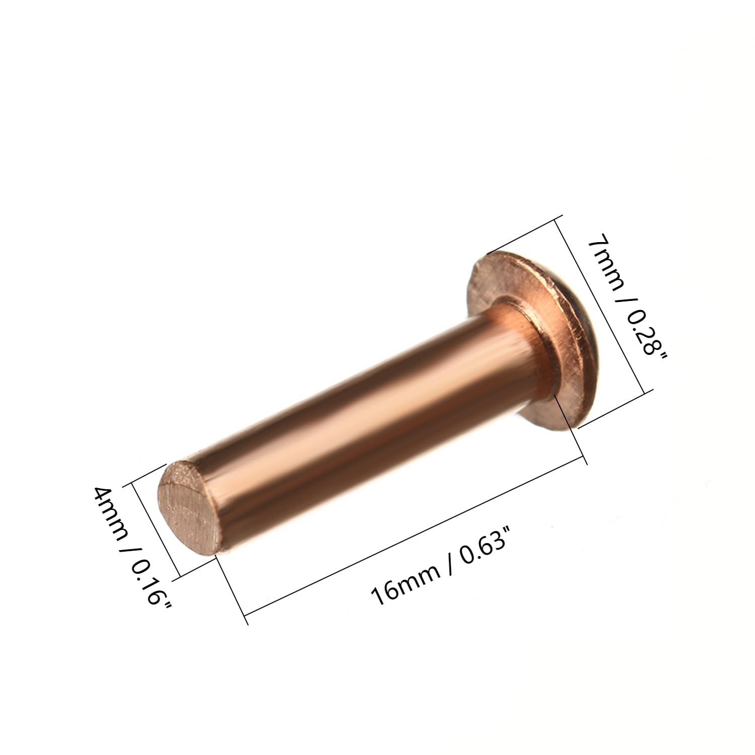 50Pcs Solid Copper Rivets Kit - 0.16in Dia x 0.63in Length M4 Round Head Fasteners for Electrical & DIY Projects - Perfect for Circuit Boards, Jewelry Making, and Metal Crafts