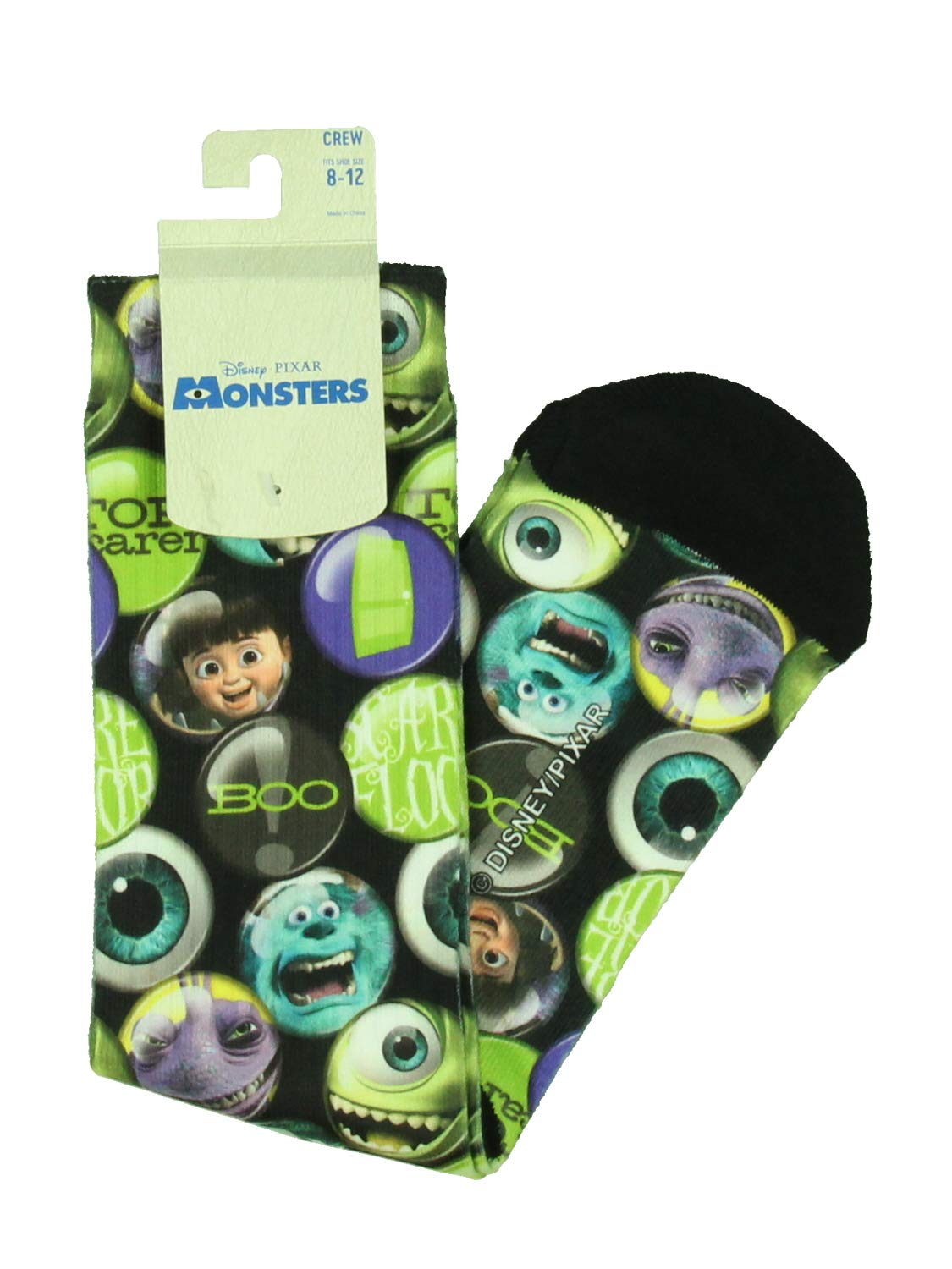 Disney Monsters Inc. Sulley & Mike Wazowski Character Sublimation Crew Socks - 1 Pair Soft Comfortable Novelty Socks for Kids & Adults - Perfect for Cosplay, Gifts, and Disney Fans