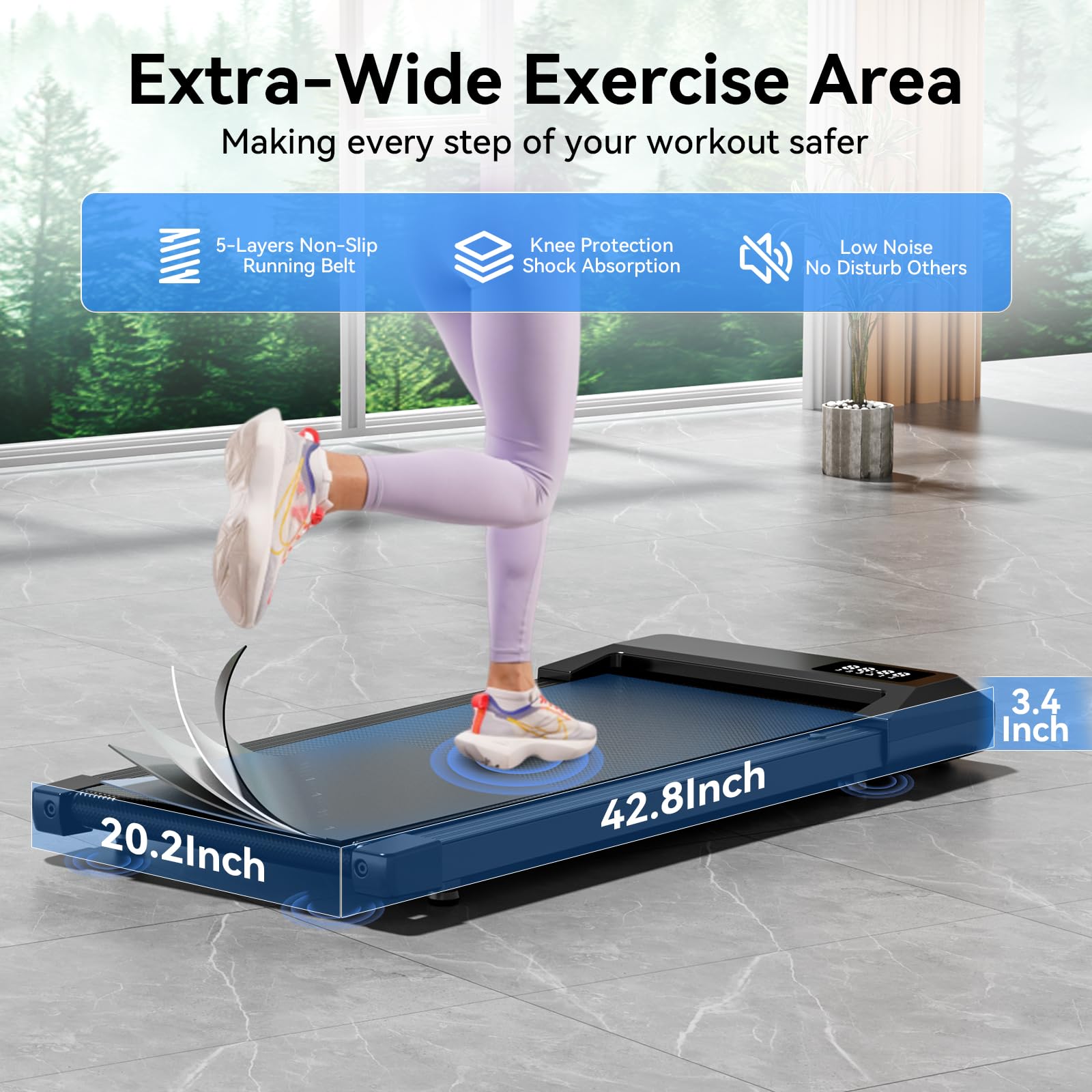 Under Desk Treadmill for Home & Office - Portable Walking Pad with APP & Remote Control, 3-in-1 Compact Jogging Machine for Small Spaces (300 lbs Capacity) - Perfect for Workouts While Working from Home or Watching TV