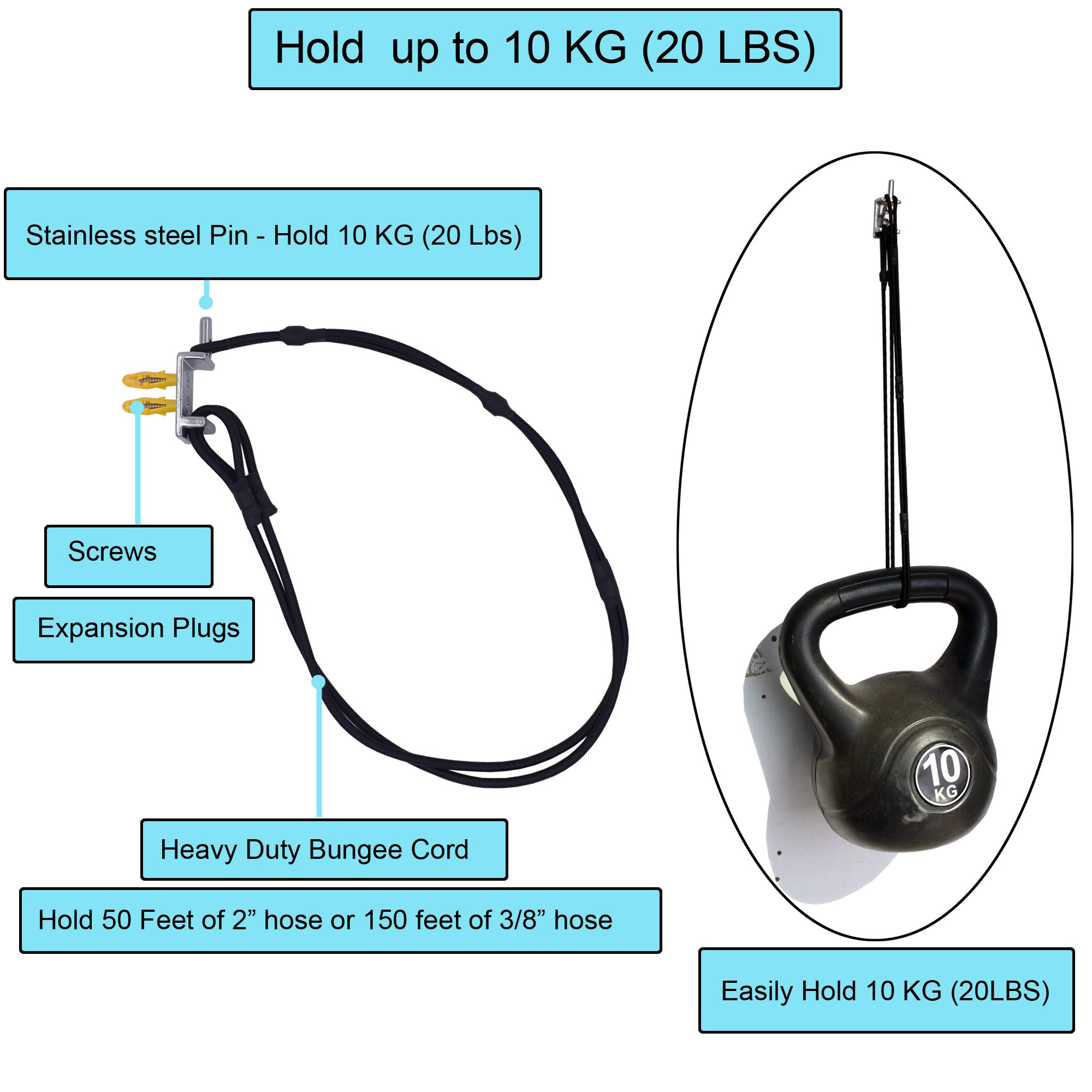 YYST Rust-Resistant Stainless Steel Swimming Pool Vacuum Hose Hanger - Heavy Duty 50ft Capacity (2 Pack, No Hose Included) - Perfect for In-Ground & Above Ground Pool Maintenance