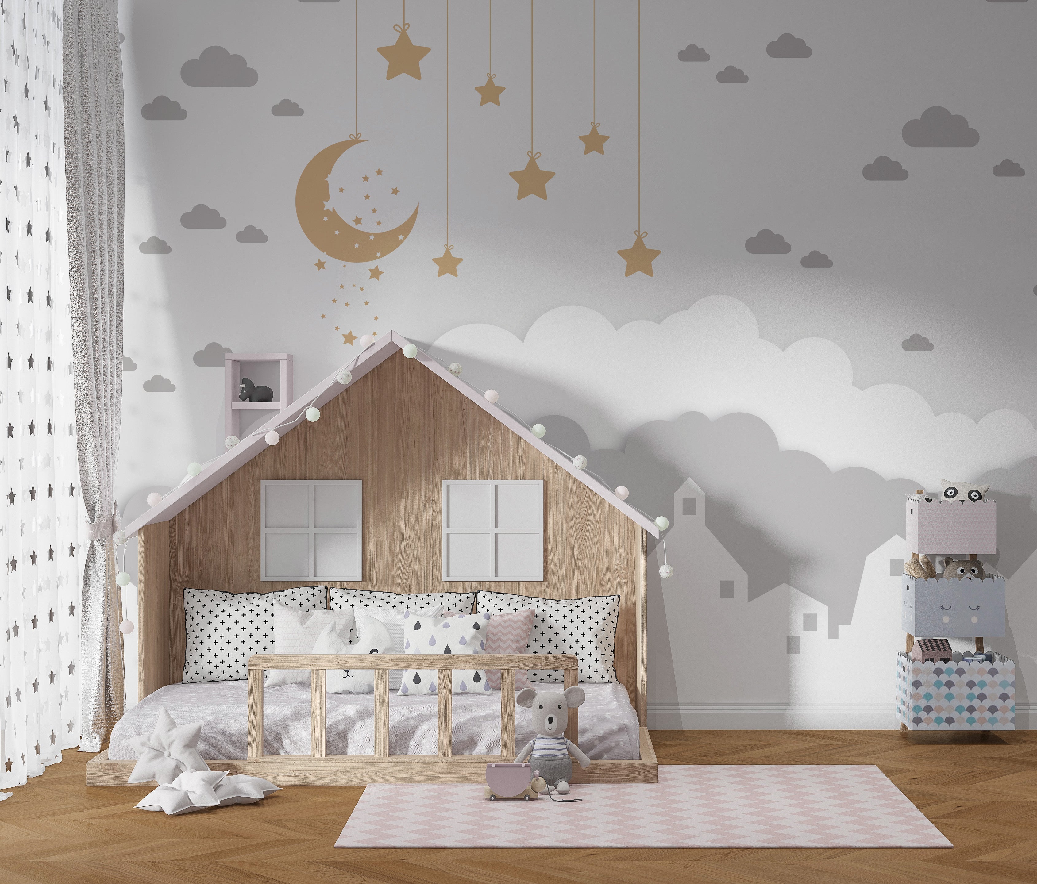 Sparkling Stars Kids Room Wallpaper Mural - Galaxy Themed Nursery Decor for Boys & Girls - Perfect for Bedroom, Playroom & Nursery Walls