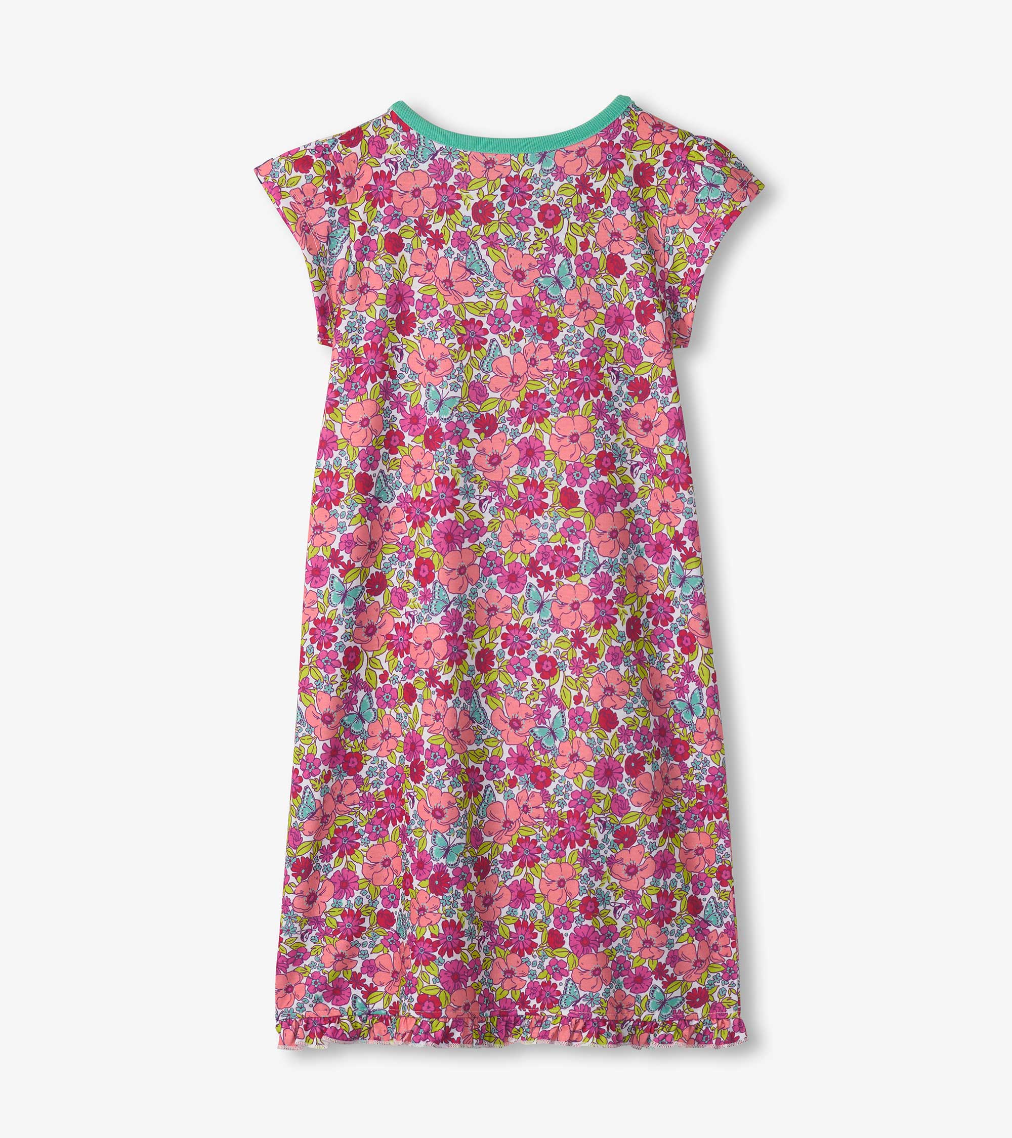 Groovy Flowers Ruffle Hem Nightgown - Soft & Comfortable Women's Sleepwear for Relaxing at Home or Lounging