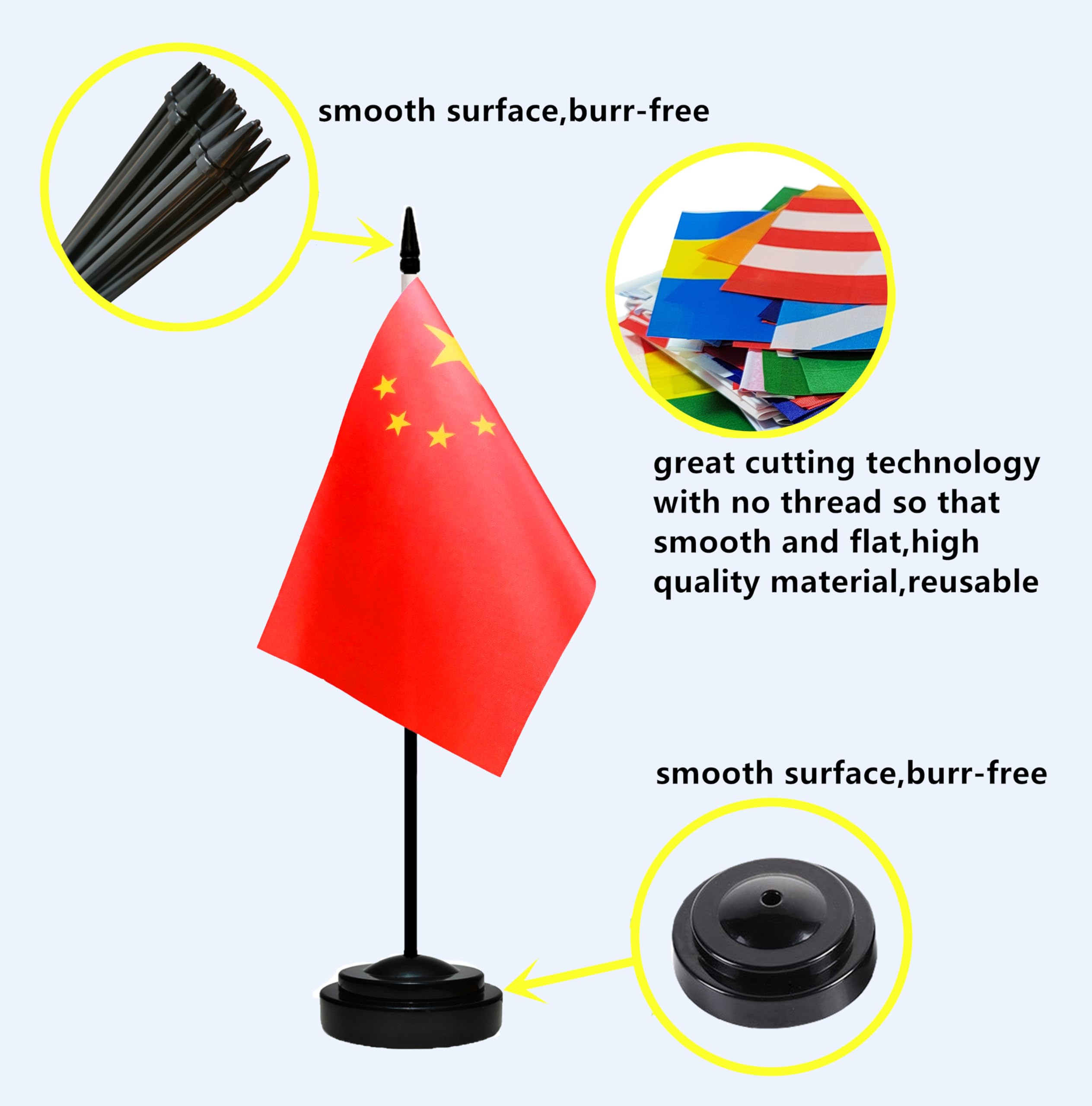 Mini China Chinese Desk Flag Set - 13