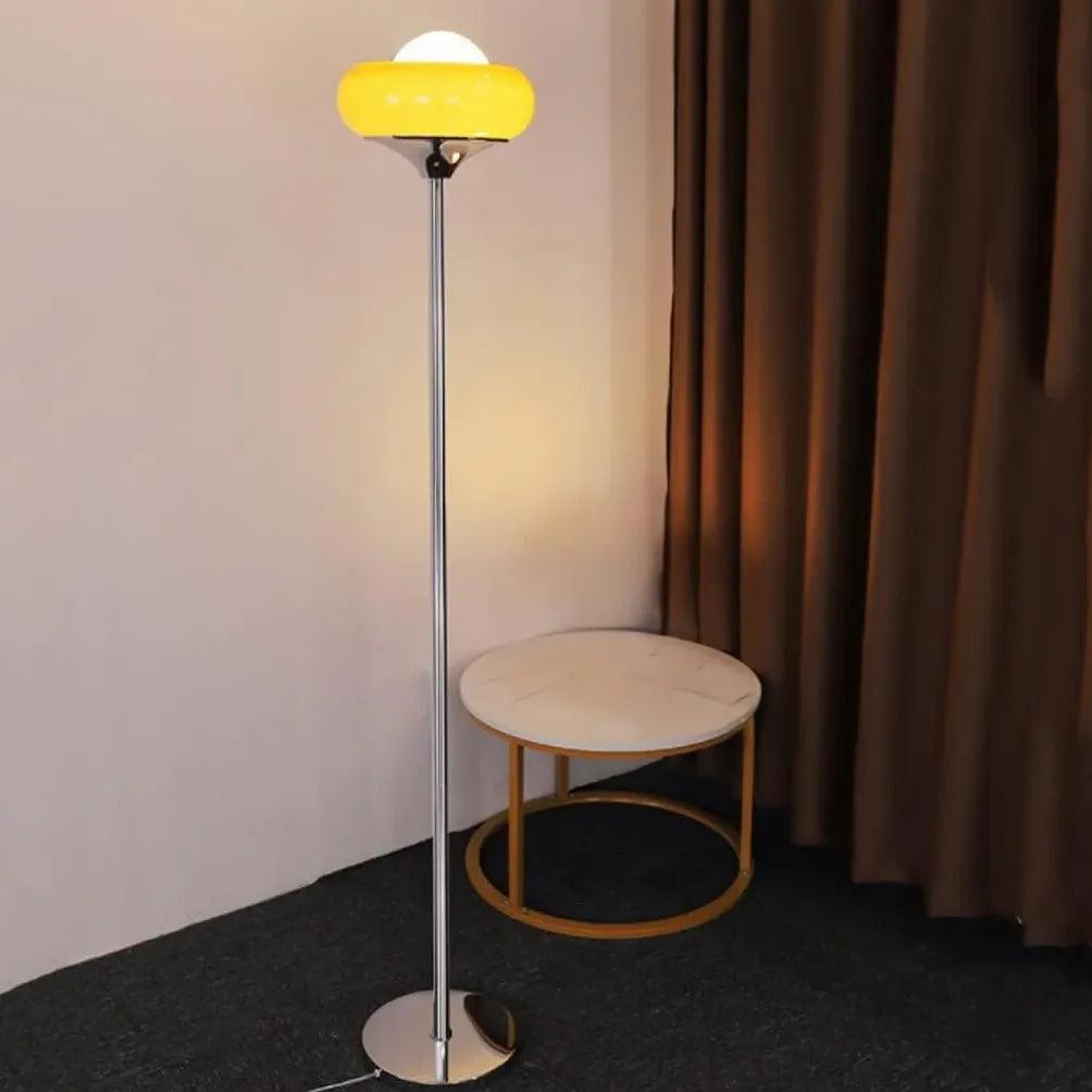 Elegant Vertical Slender Circular Glass Floor Lamp - Modern Lighting for Living Room, Bedroom & Office Decor