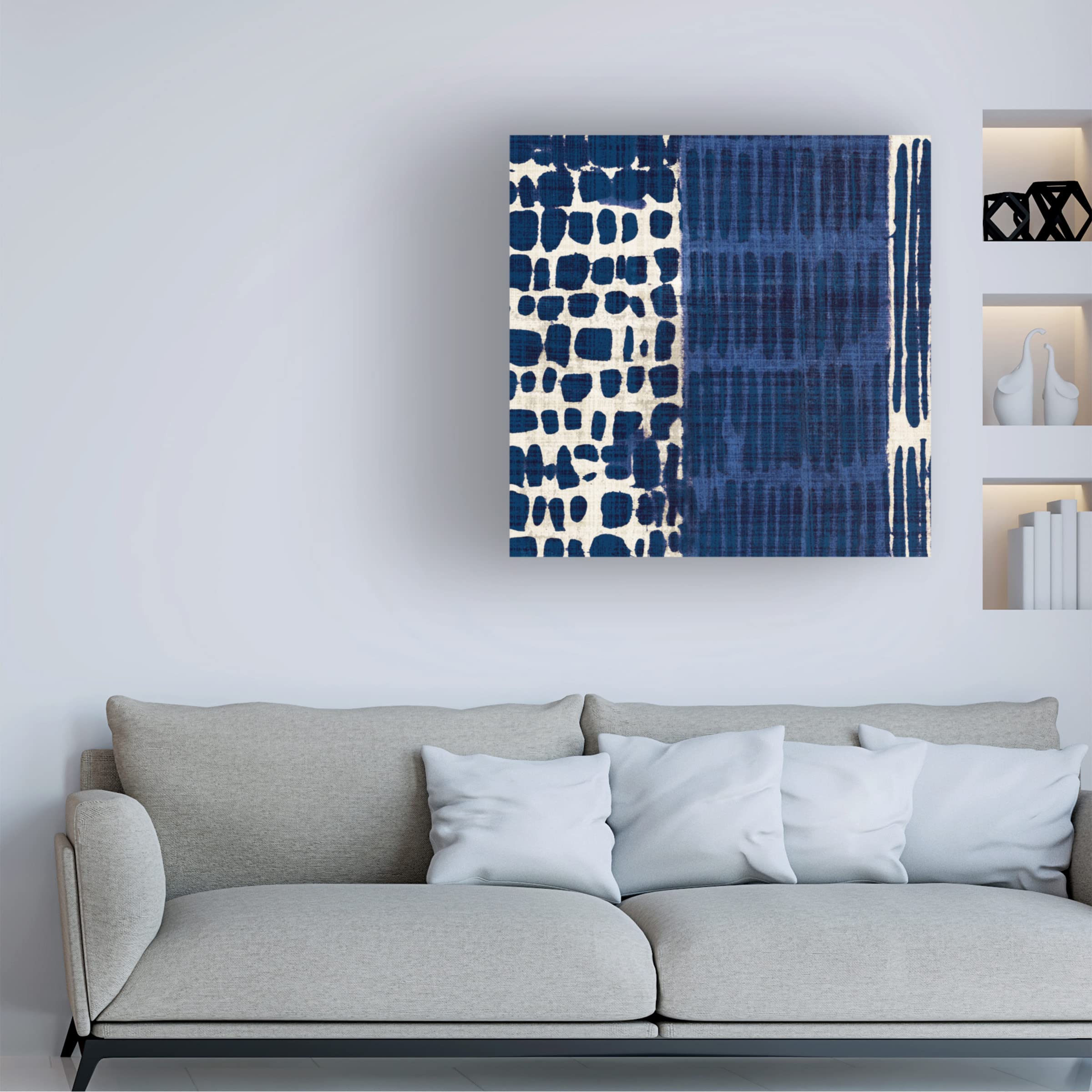 Trademark Fine Art 'Indigo Batik I' Canvas Wall Art Print by Wild Apple Portfolio - Modern Home Decor for Living Room, Bedroom & Office