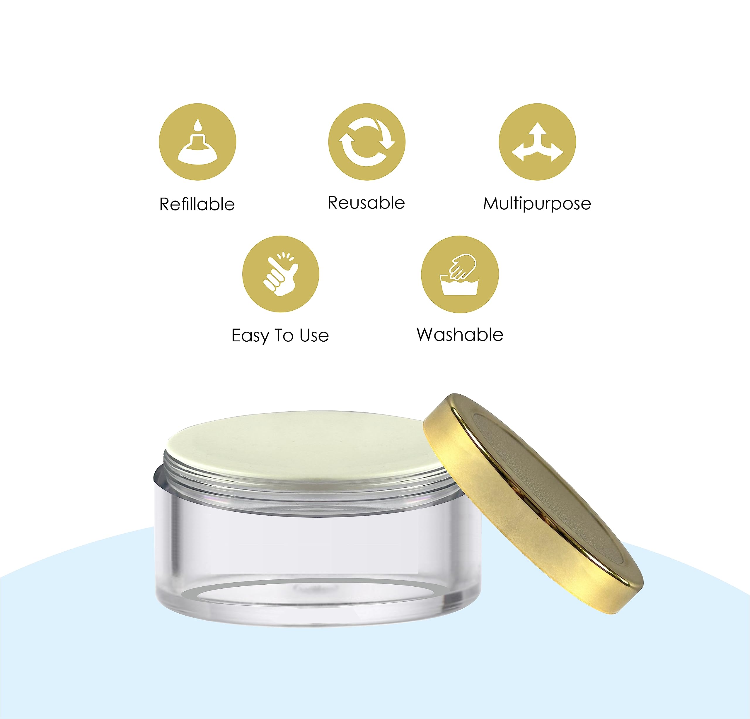 Premium 50g Acrylic San Jars with Black Lids - 3-Pack Empty Round Refillable Cosmetic Containers for Creams, Moisturizers, Lip Balm, Scrubs & DIY Makeup | Perfect for Home, Salon & Travel Organizers