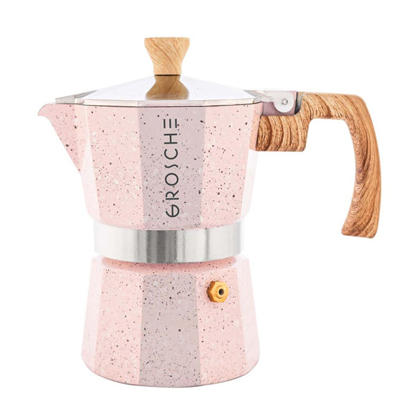GROSCHE Milano Stovetop Espresso Maker - 3 Cup Italian Coffee Maker for Stove Top - Durable Stoneware Design - Perfect for Home, Office & Camping Coffee Brewing