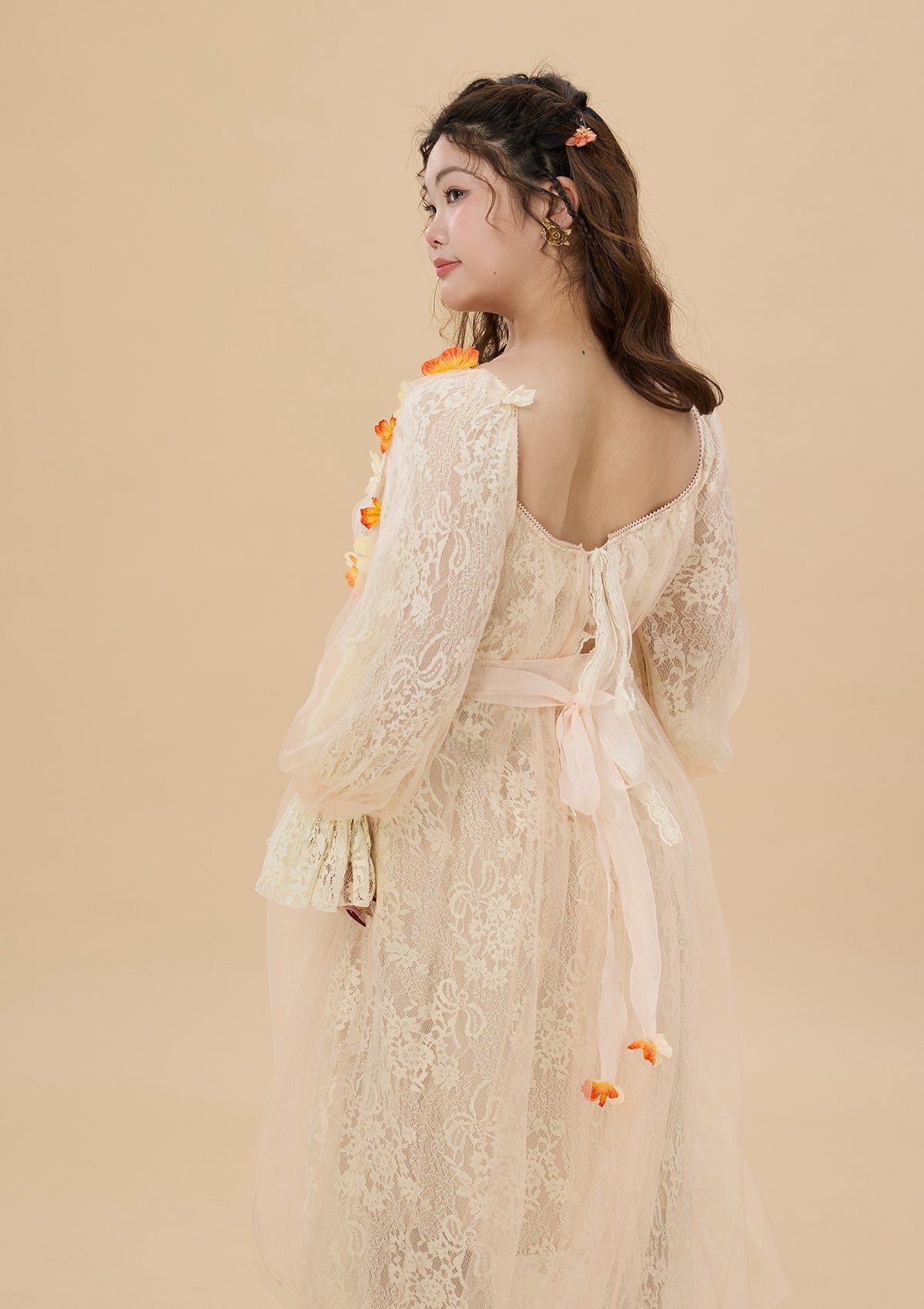 Elegant Curve & Plus Sunset & Orange Ocean Dress for Women - Flowy Beach Cover Up, Summer Vacation, Boho Chic Outfit