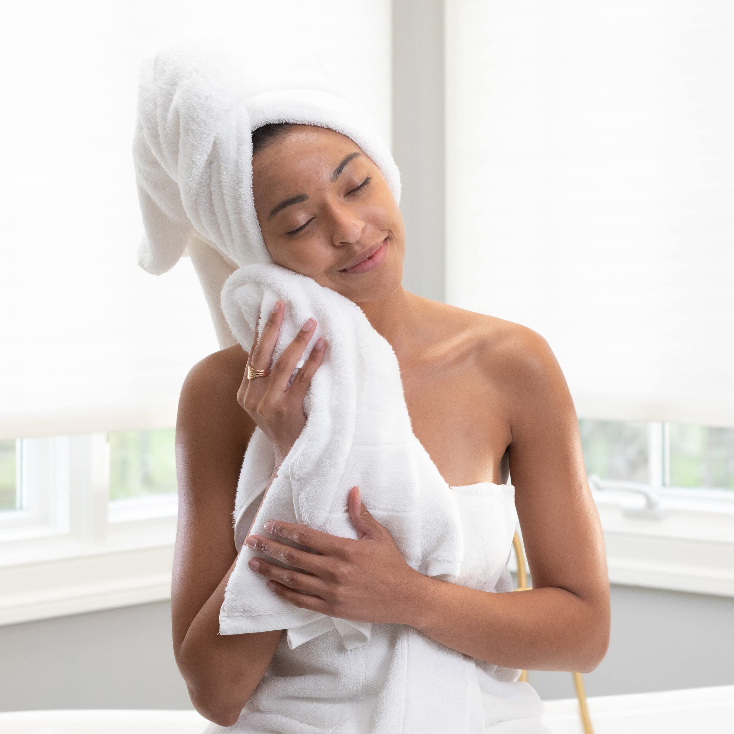 Aston & Arden Aegean Terry Bath Towels Set of 2 - Premium Ringspun Turkish Cotton, Ultra Soft & Absorbent Luxury Hotel & Spa Bathroom Towels, 600 GSM, 30 x 60 Inches, White - Perfect for Bath, Pool & Beach Use
