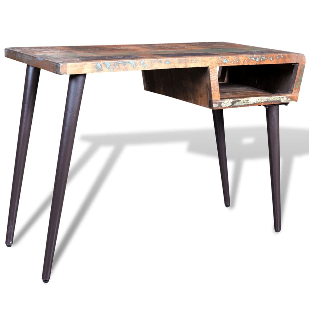 Reclaimed Wood Desk with Iron Legs - Rustic Industrial Home Office Desk for Study, Work & Writing | Durable & Stylish Workspace Solution