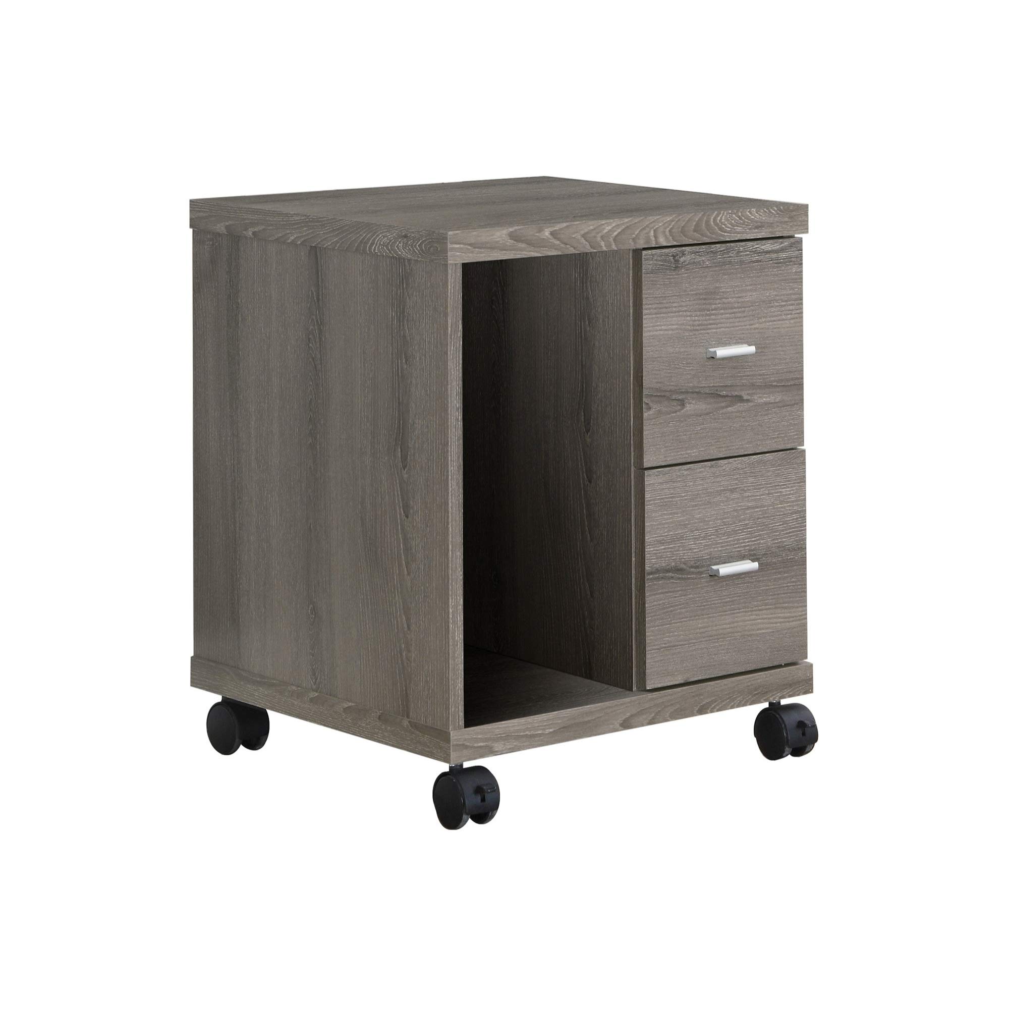 Ergonomic Office Cabinet with 2 Drawers and Wheels - Dark Taupe Storage Solution for Home Office, Study Room, or Workspace Organization