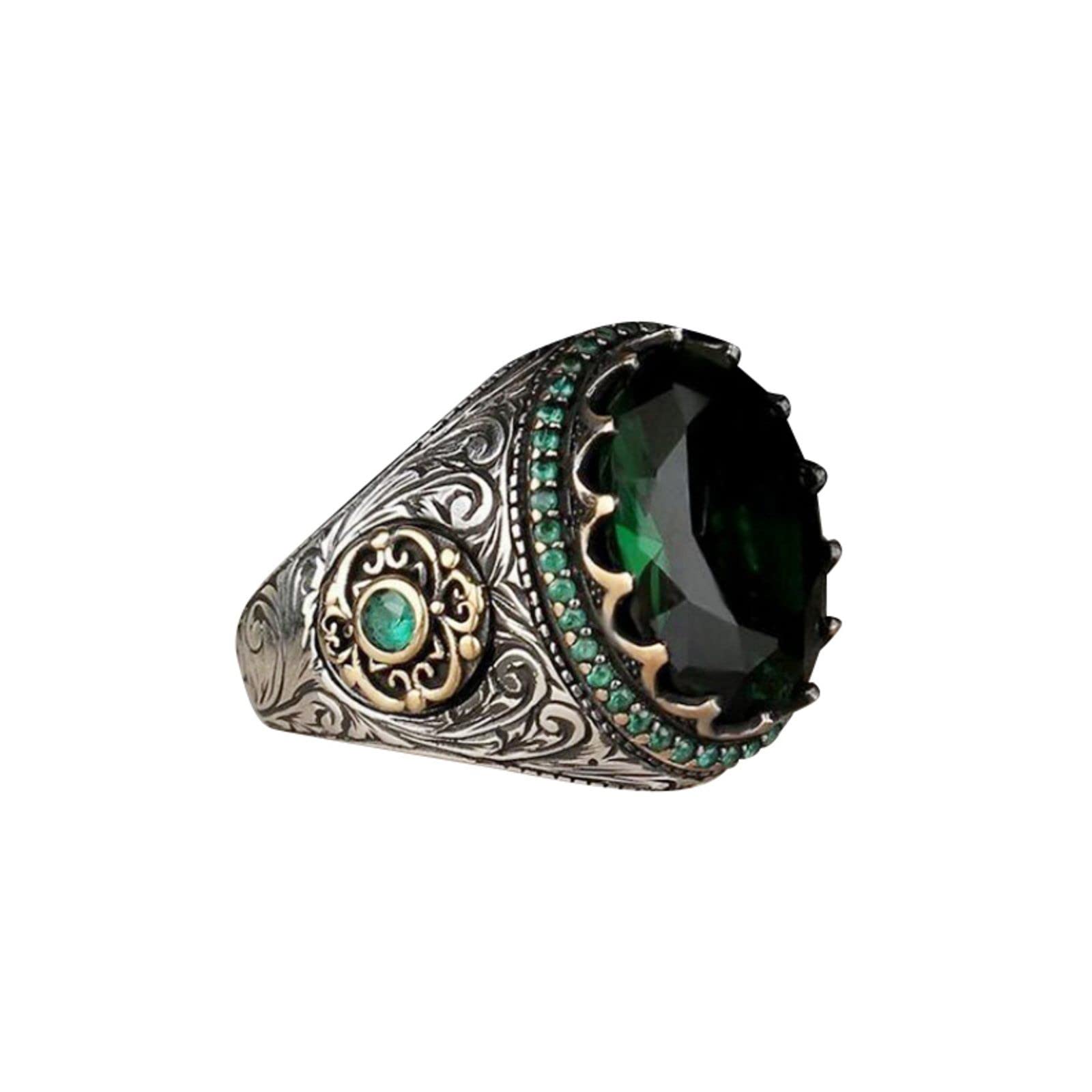 Exquisite Vintage Peacock Sapphire Ring – Large Diamond Shape Round Green Gemstone Jewelry for Women | Perfect Gift for Anniversary, Party & Special Occasions