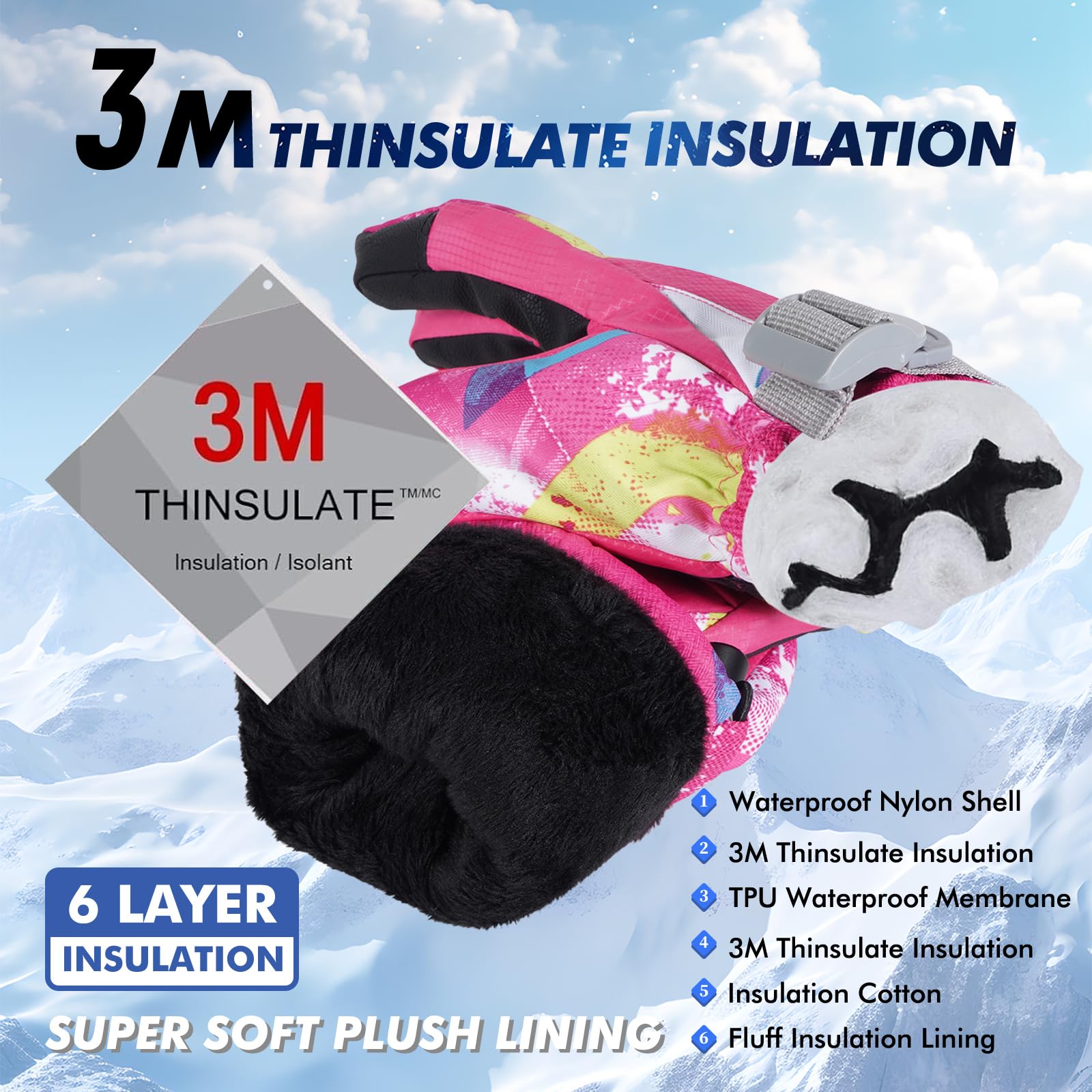 **Waterproof Ski Gloves for Men & Women - Warm Winter Snow Gloves for Skiing, Snowboarding & Outdoor Sports - Breathable Cold Weather Gloves for Extreme Conditions**    *(Perfect for Skiing, Snowboarding, Hiking, and Winter Adventures!)*