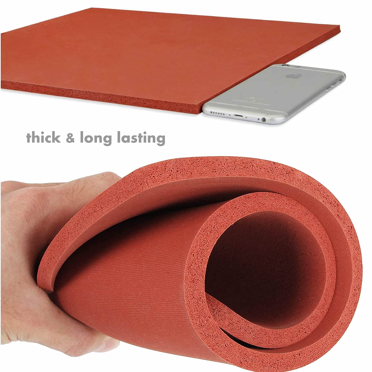 15 x 15 Inch Silicone Heat Press Pad - 0.33 Inch Thickest Non-Stick Replacement Mat for Heat Press Machines - Perfect for T-Shirt Printing, Sublimation & DIY Crafts (Red)
