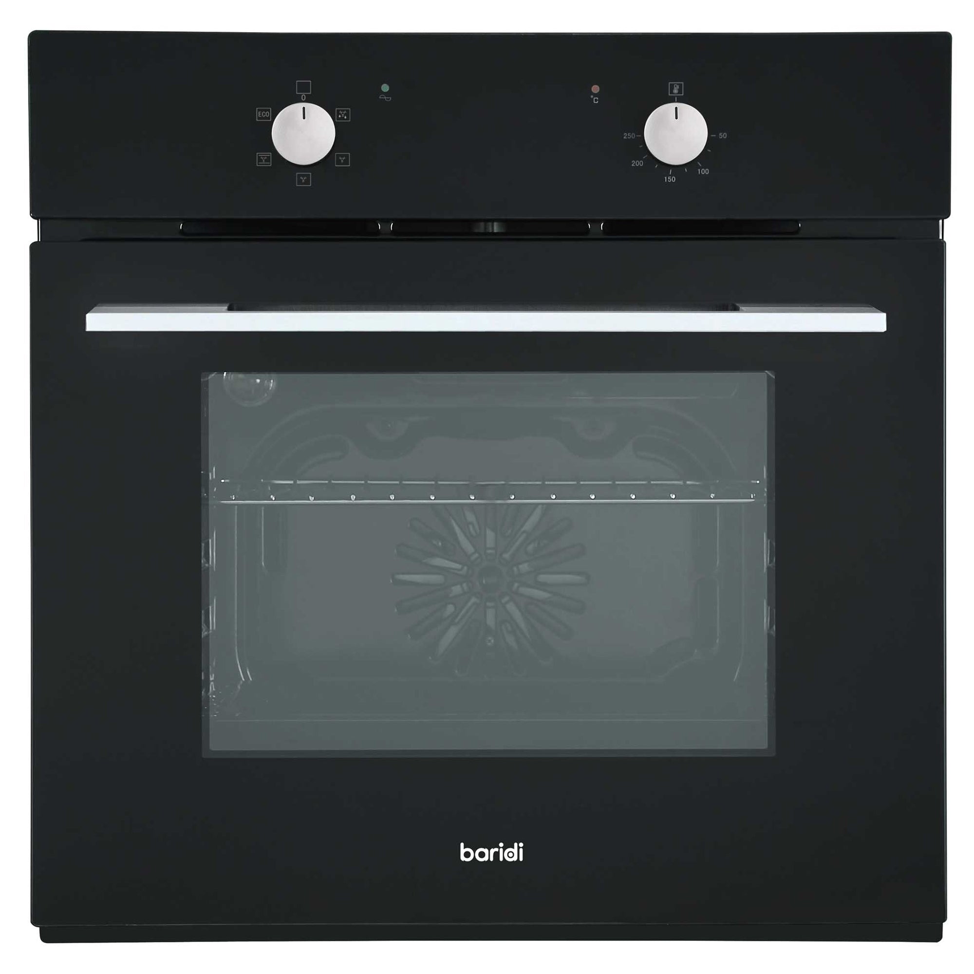 Baridi 60cm Built-In 5 Function Fan Assisted Electric Oven 55L Black - Perfect for Baking, Roasting & Grilling in Modern Kitchens | Model DH124
