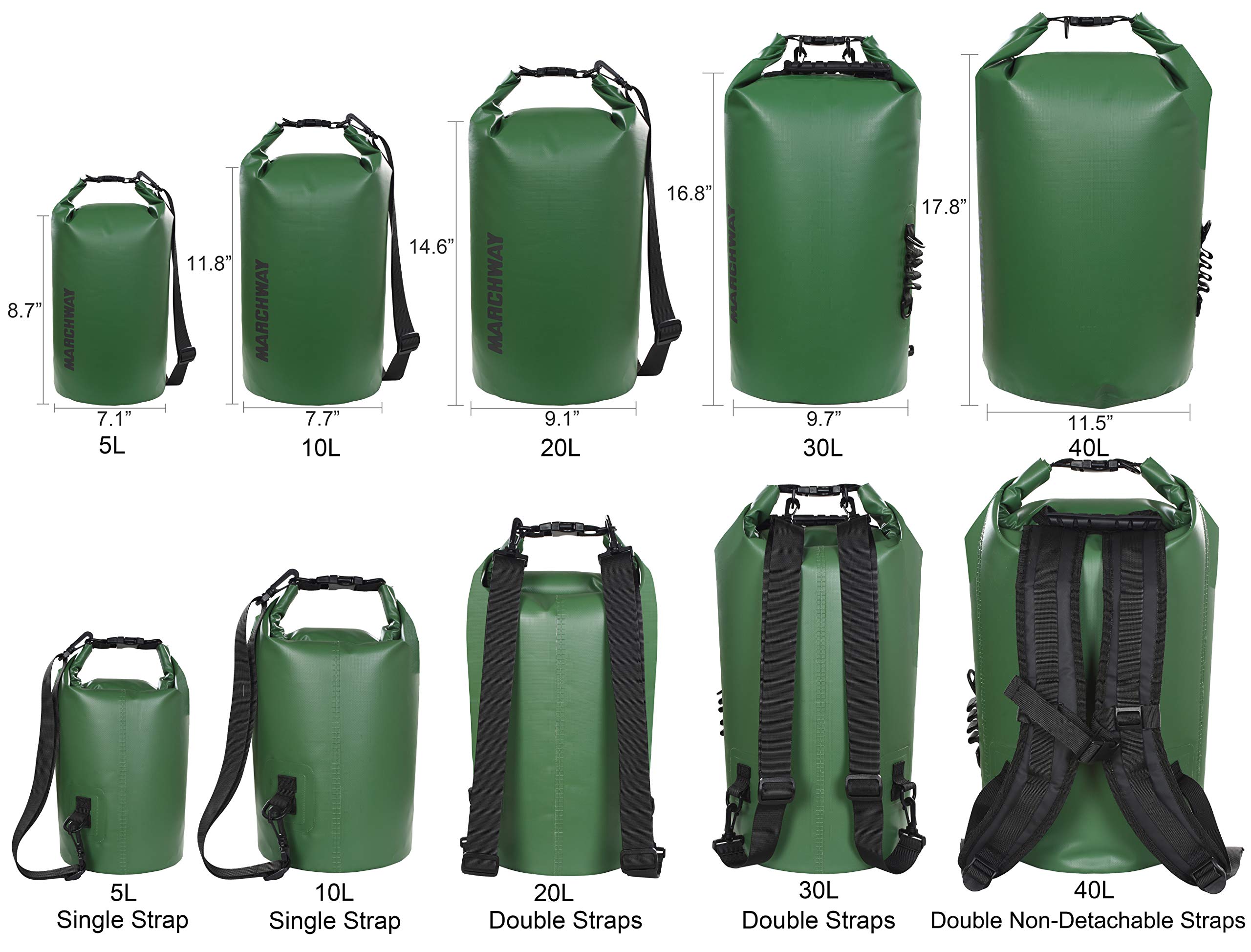 Waterproof Dry Bag Backpack 5L 10L 20L 30L 40L - Floating Roll Top Sack for Kayaking, Rafting, Boating, Swimming | Camping, Hiking, Beach, Fishing Gear Protection | Ideal for Water Sports, Outdoor Adventures & Travel