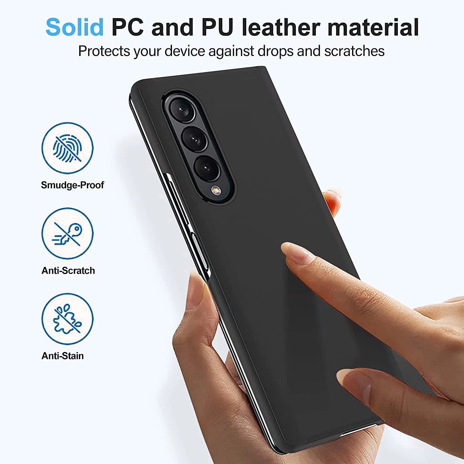 Premium Shockproof Vivo X Fold Phone Case - Mirror Flip Stand Cover with PC/PU Translucent Design | Durable Protection for Vivo X Fold | Perfect for Work, Travel & Everyday Use - Black