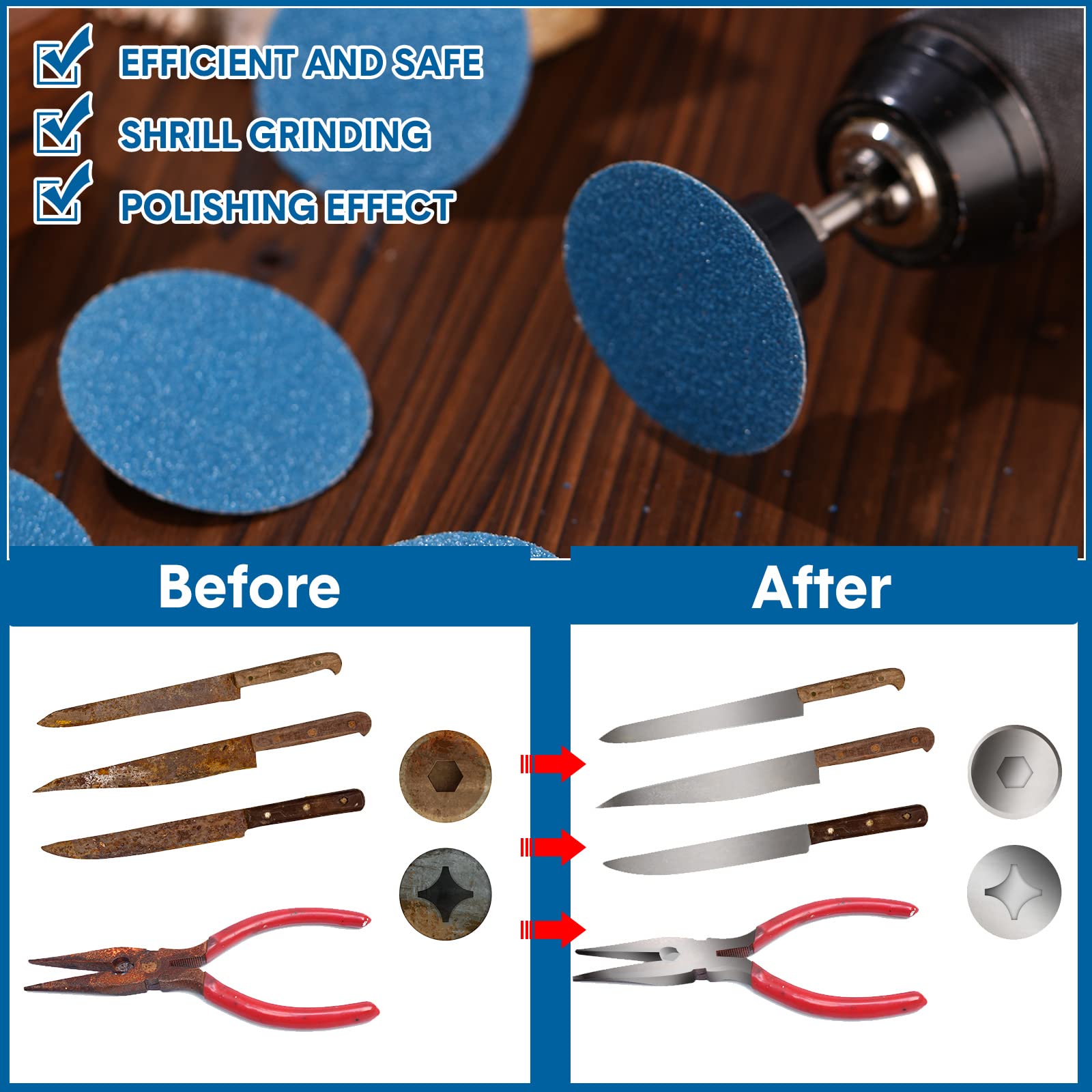 150 Pcs 2 Inch Sanding Discs for Die Grinder - 60 Grit Abrasive Grinding Wheels for Surface Finishing, Polishing, Rust & Paint Removal - Perfect for Metal, Wood & DIY Projects