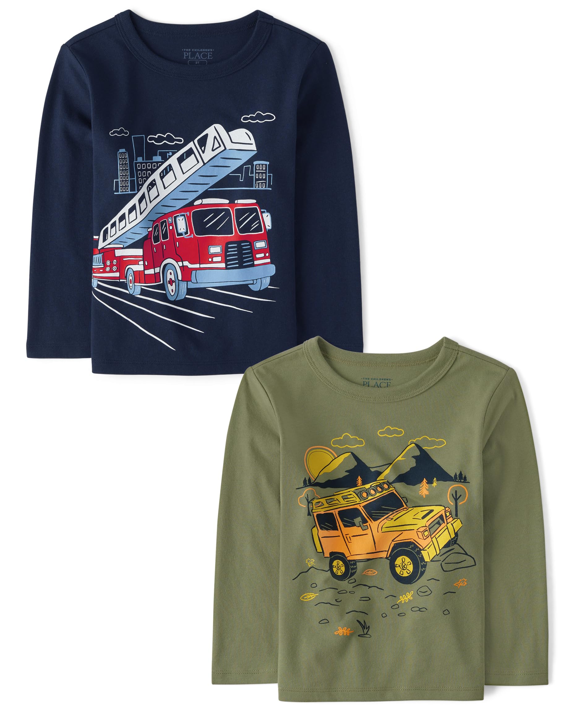 **The Children's Place Baby Boys' Dino Long Sleeve Graphic T-Shirt - Cute Dinosaur Print Cotton Shirt for Toddlers & Infants - Perfect for Playdates, Daycare & Casual Outings**