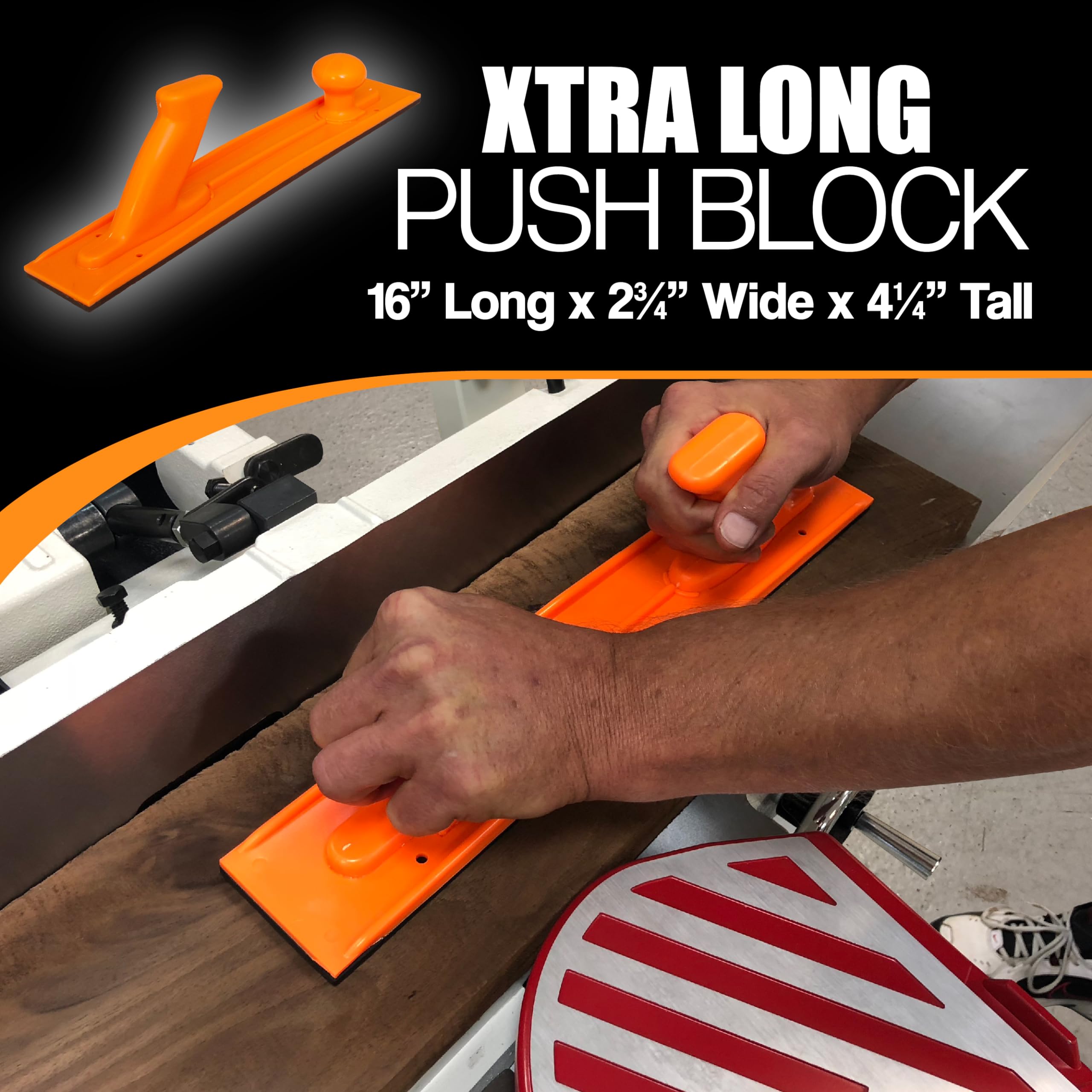 5-Piece Safety Push Block and Push Stick Set in Bright Orange - Essential for Router Tables, Jointers, Band Saws & Woodworking Machinery | Perfect for Workshop Safety & Precision Wood Cutting