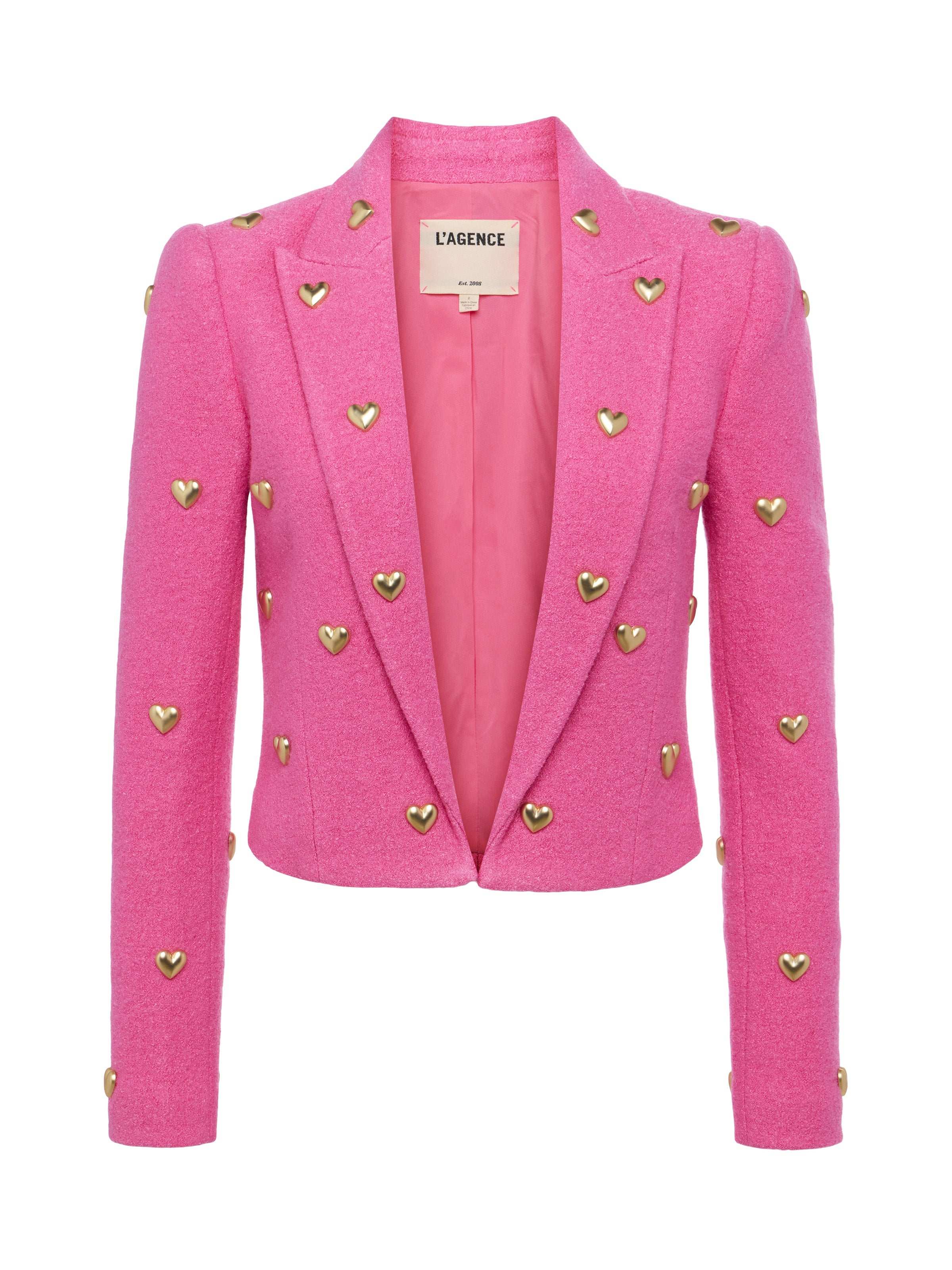 Jen Blazer for Women - Pink Gold Tweed Jacket for Office, Party & Wedding | Elegant Formal Wear & Business Attire