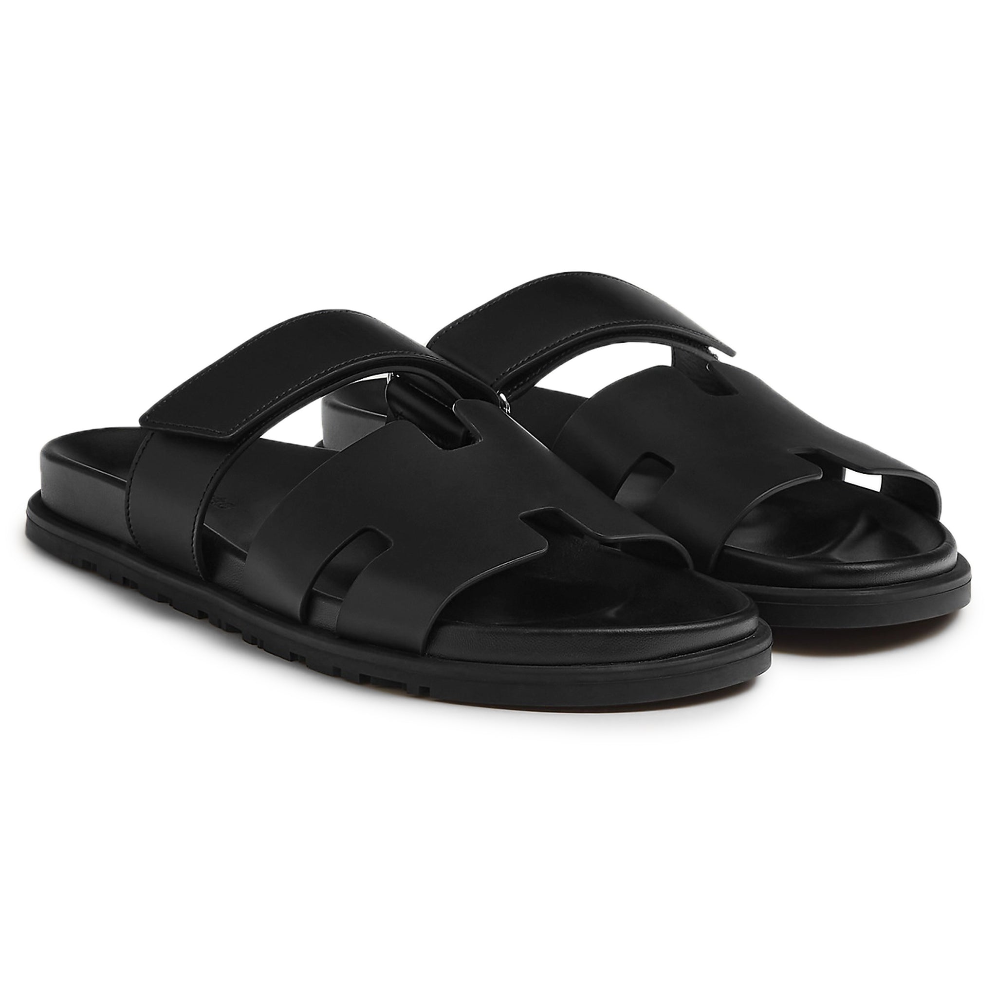 Authentic Hermès Paris Chypre Leather Sandals in Black | Pre-Owned Luxury Designer Shoes for Women | Perfect for Summer Outfits & Special Occasions