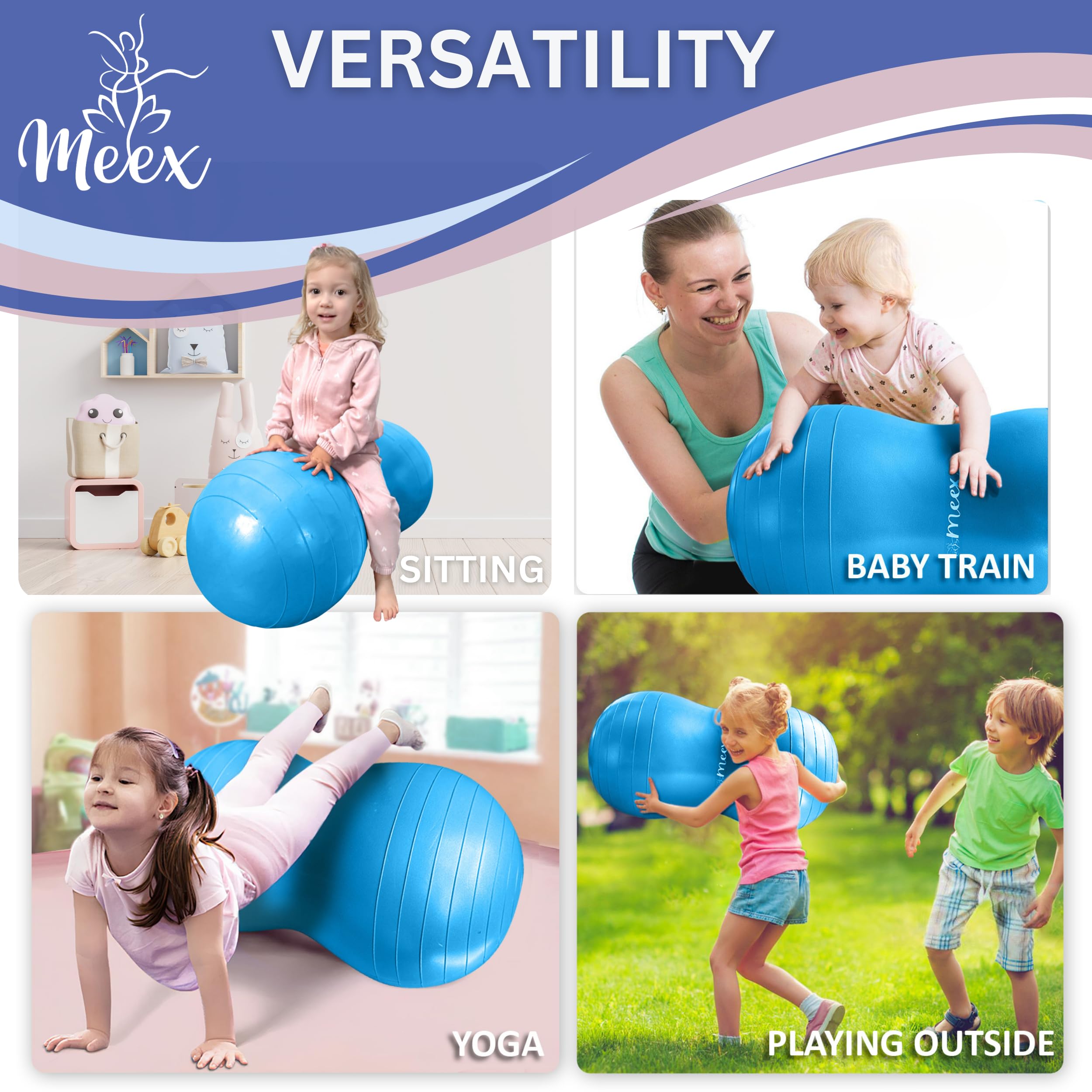 **Meex Sensory Peanut Ball for Kids - Therapy & Exercise Yoga Ball to Improve Balance, Motor Skills & Calming Development - Flexible Seating for Autistic Children - Perfect for Home, Classroom & Physical Therapy Sessions**