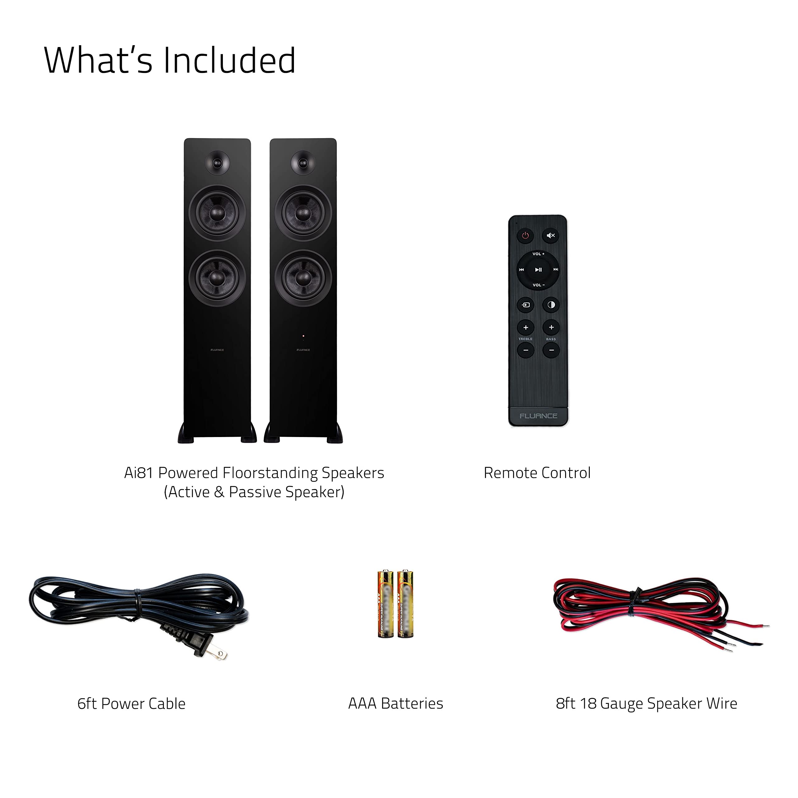 Fluance Ai81 Powered Floorstanding Tower Speakers & DB10 10