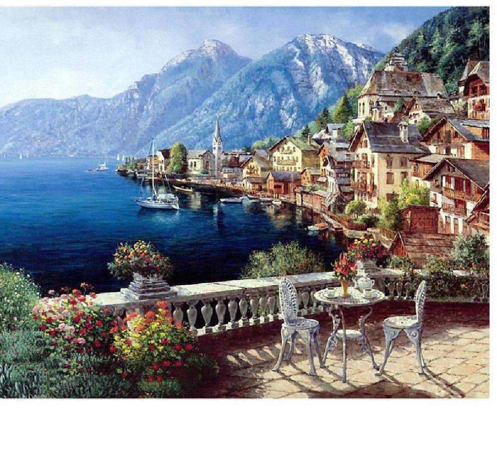 1000 Piece Wooden Jigsaw Puzzle - Classic 3D Austria Town Landscape for Adults | DIY Educational Puzzle Game | Christmas Home Decor Gift (75x50cm) | Perfect for Family Game Night, Stress Relief & Home Decoration