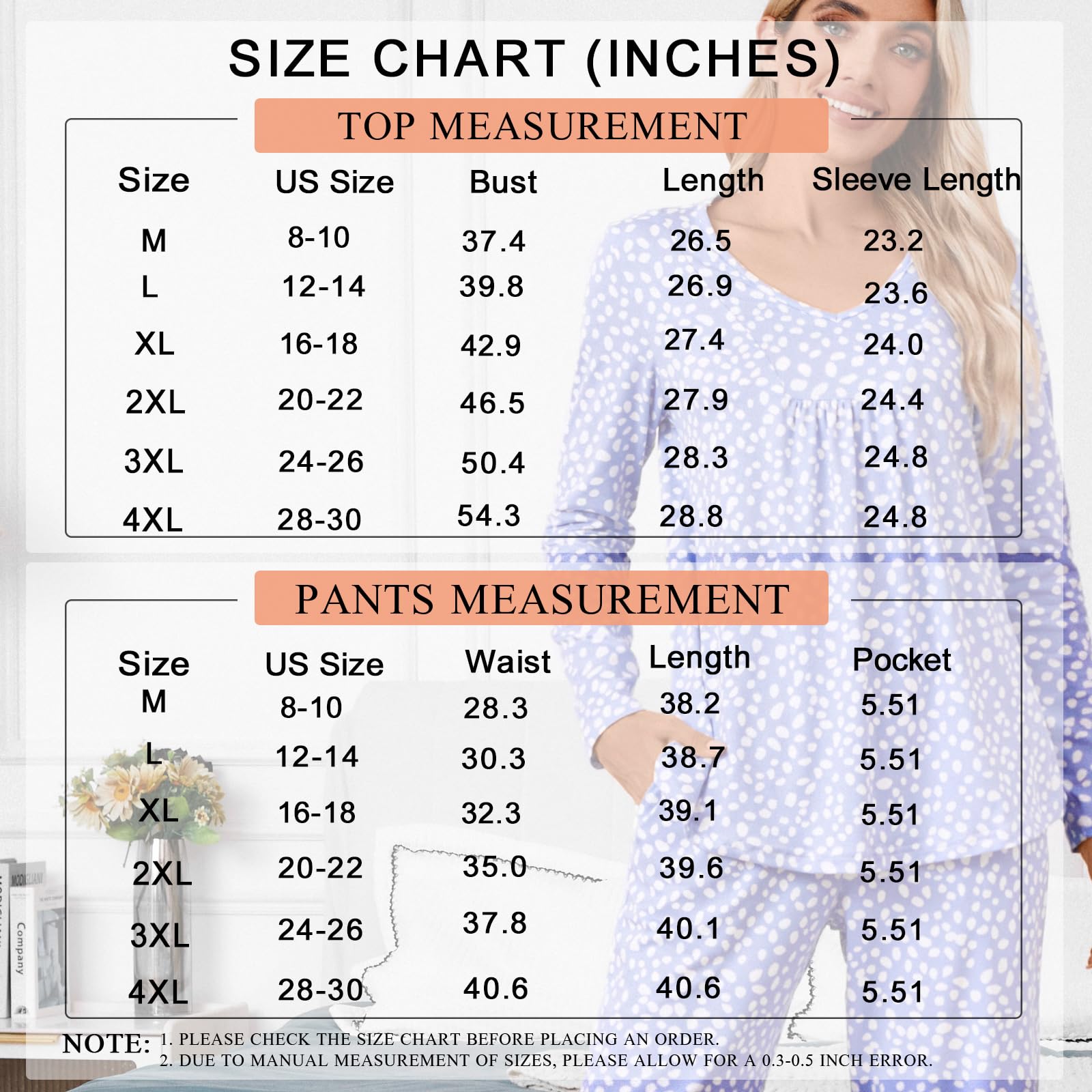 POPYOUNG Women's Fall Pajama Set - 2 Piece V-Neck Long Sleeve Sleepwear & Lounge Outfit for Cozy Nights, Relaxing at Home, and Gift Giving