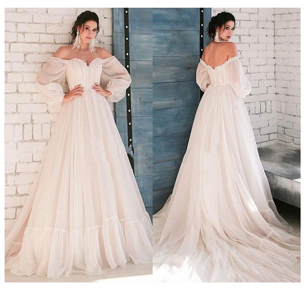 Elegant Off Shoulder Long Sleeve Tulle Evening Dress for Women - Formal Gowns for Prom, Wedding & Special Occasions