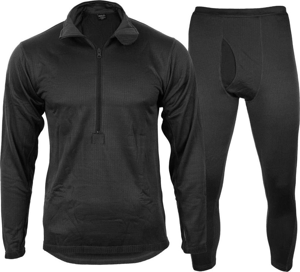 Mil-Tec Third Generation ECWCS Thermal Underwear for Men & Women - Black - Cold Weather Base Layer for Outdoor Activities, Hunting & Skiing