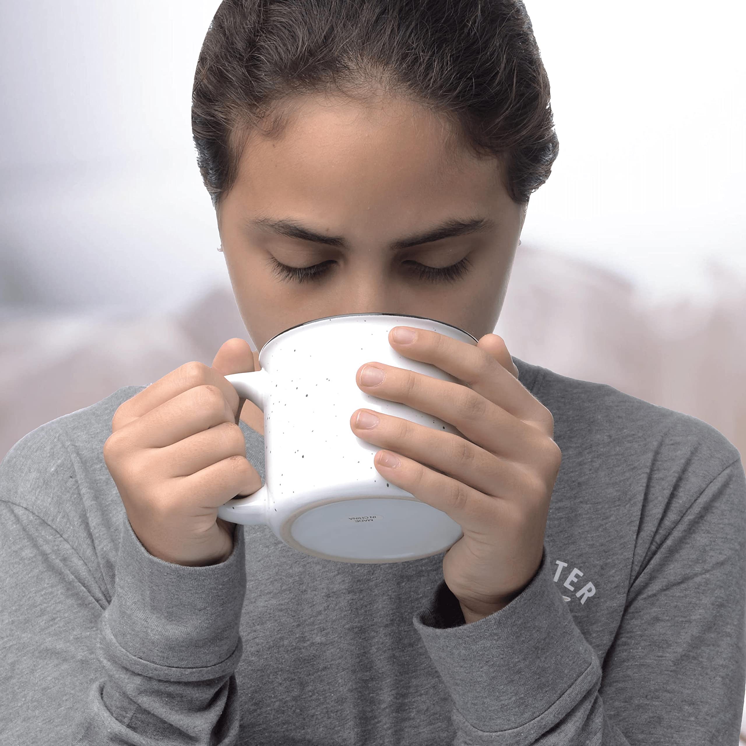 Premium Ceramic Campfire Coffee Mugs 13 oz (Set of 10) - Bulk Pack for Tea, Espresso, Cappuccino & Hot Chocolate - Durable White Porcelain Mugs - Perfect for Camping, Picnics, BBQs & Outdoor Adventures