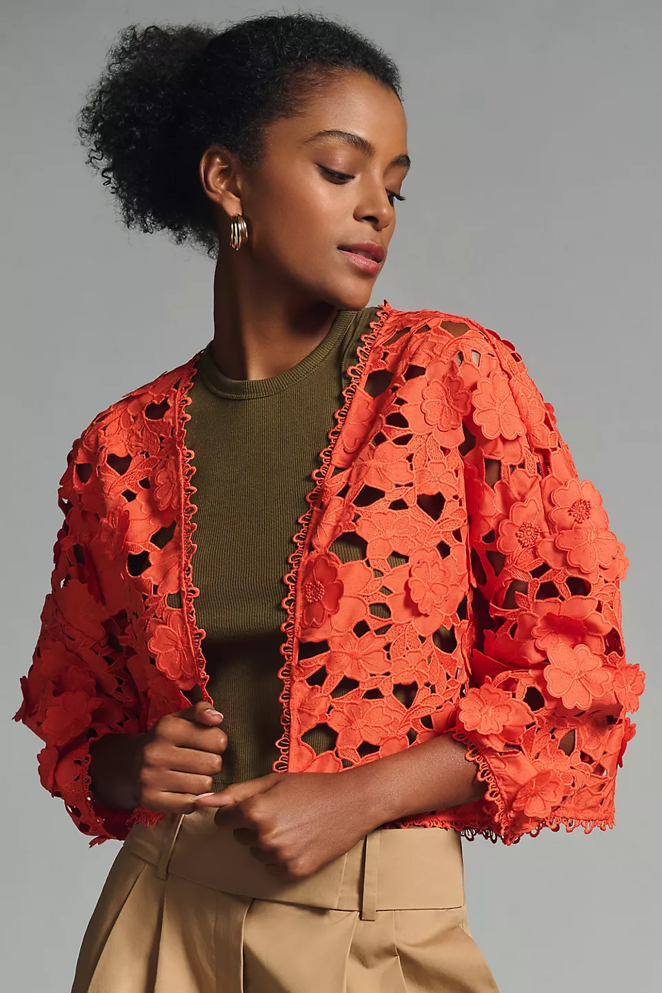 Elegant Floral Lace Cut-Out Bolero Jacket for Women - Perfect for Weddings, Parties & Special Occasions