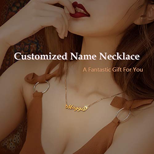 LoEnMe Personalized Rose Gold Plated Sterling Silver Name Necklace - Women's Custom Bear & Arrow Beaded Jewelry for Gifts, Anniversaries & Everyday Wear