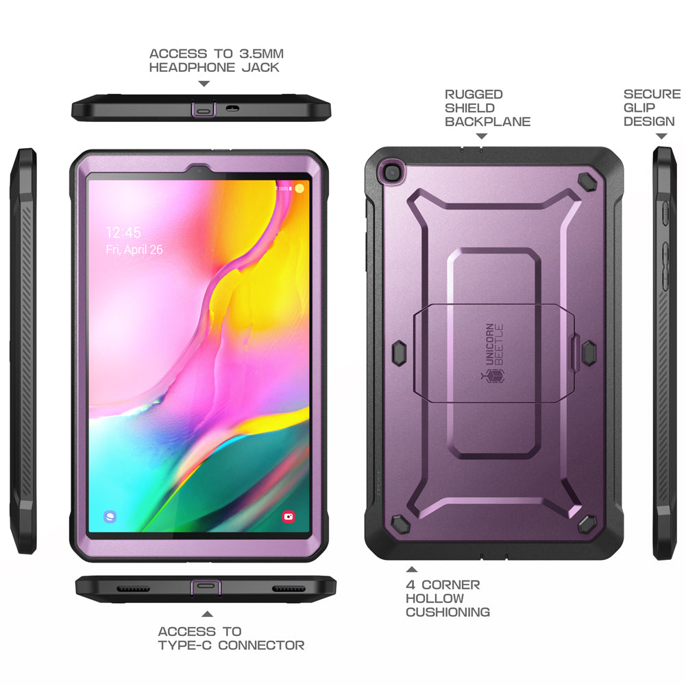 Samsung Galaxy Tab A 10.1 Inch (2019) Protective Case - Unicorn Beetle Pro Series Full-Body Rugged Cover with Built-in Screen Protector in Metallic Purple | Perfect for Travel, Work & Outdoor Activities