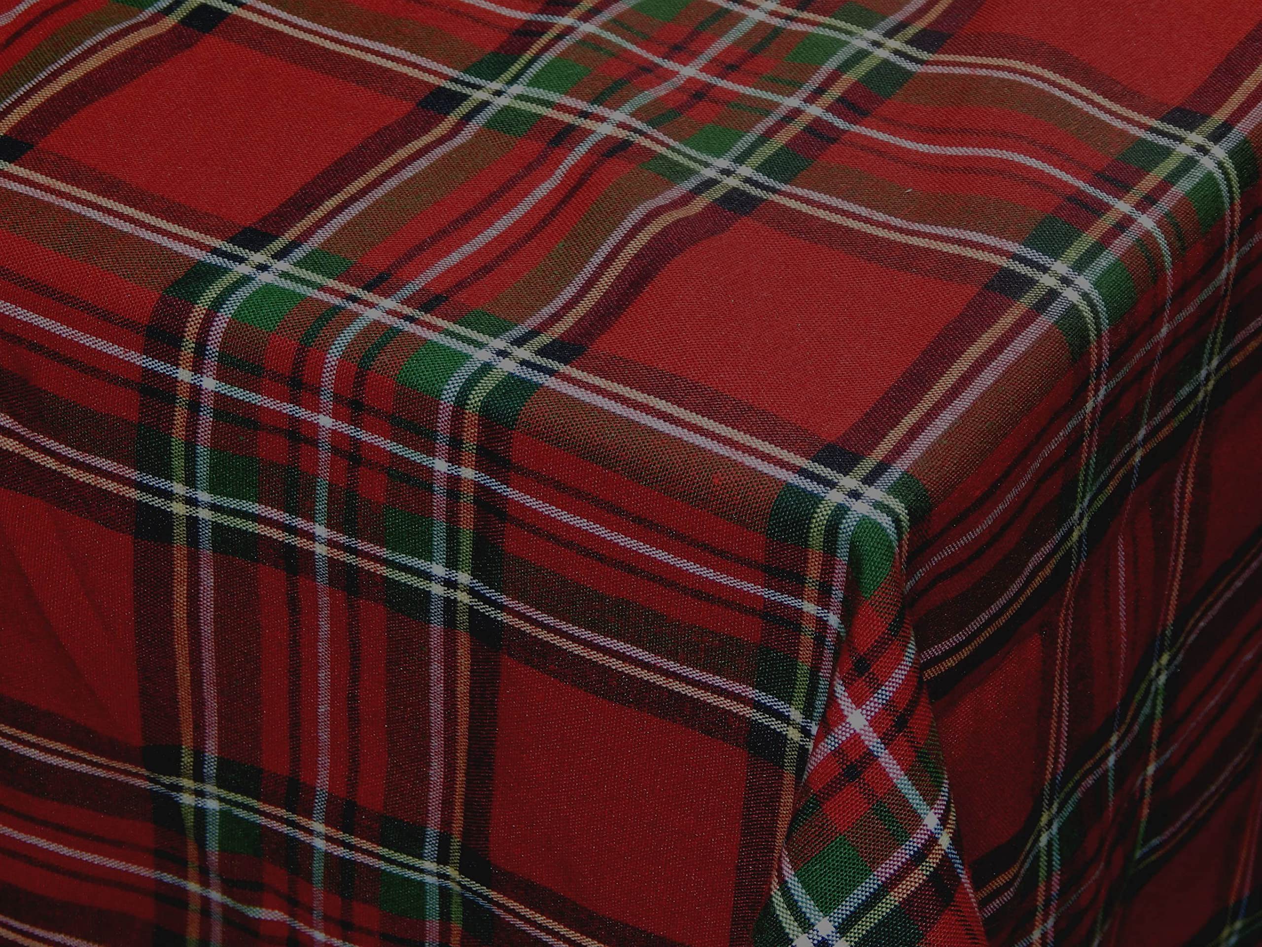 Waterproof Plaid Design 4-Seater Round Tablecloth - Durable & Machine Washable Dining Table Cover 60x60 Inches - Perfect for Indoor/Outdoor Parties, Picnics & Family Gatherings
