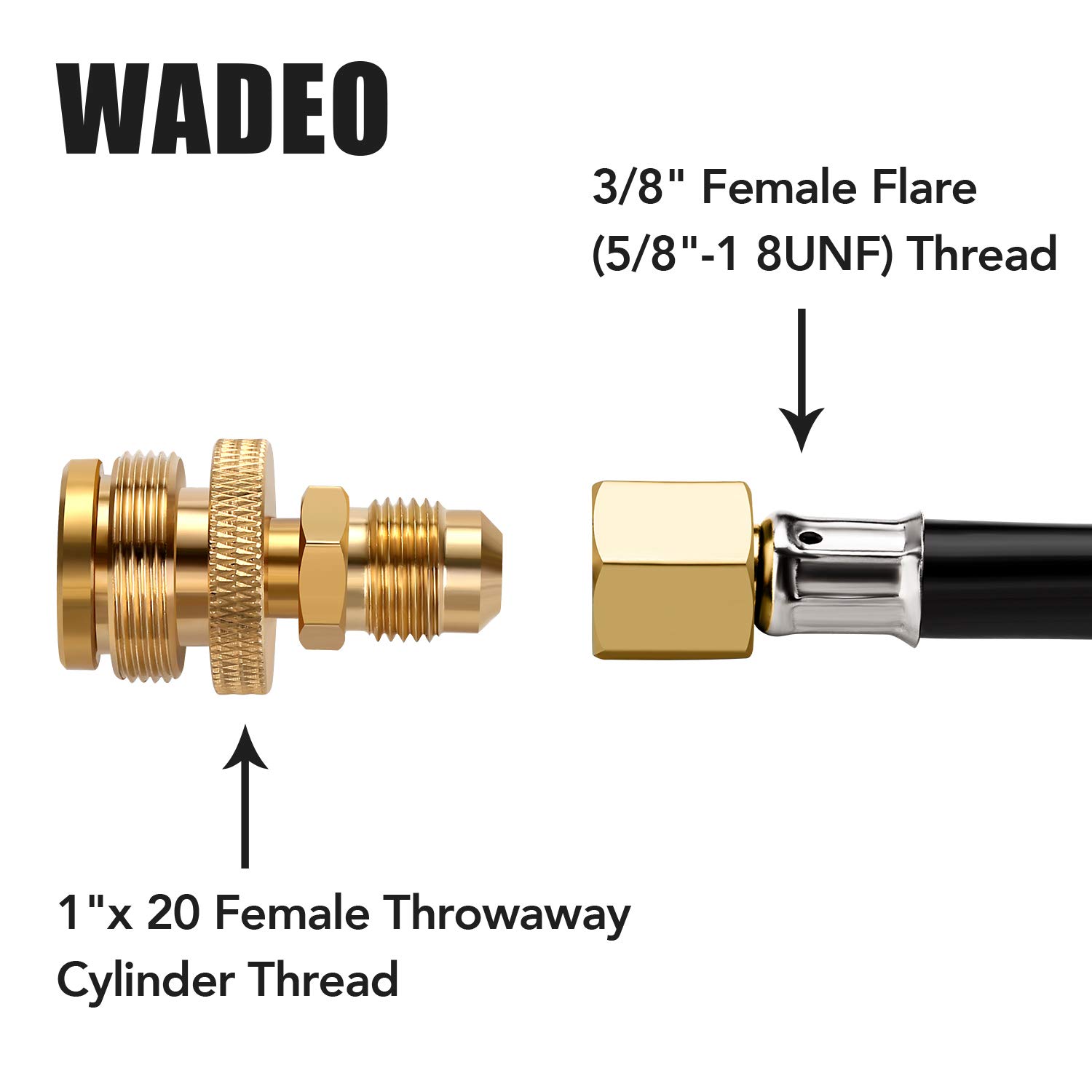 WADEO Portable 1LB Propane Tank Regulator Adapter - 3/8 Inch Female Flare Thread Connector for Camping Stove, Heater, Burner, Fire Pit | Perfect for Outdoor Cooking, Backpacking & Emergency Preparedness
